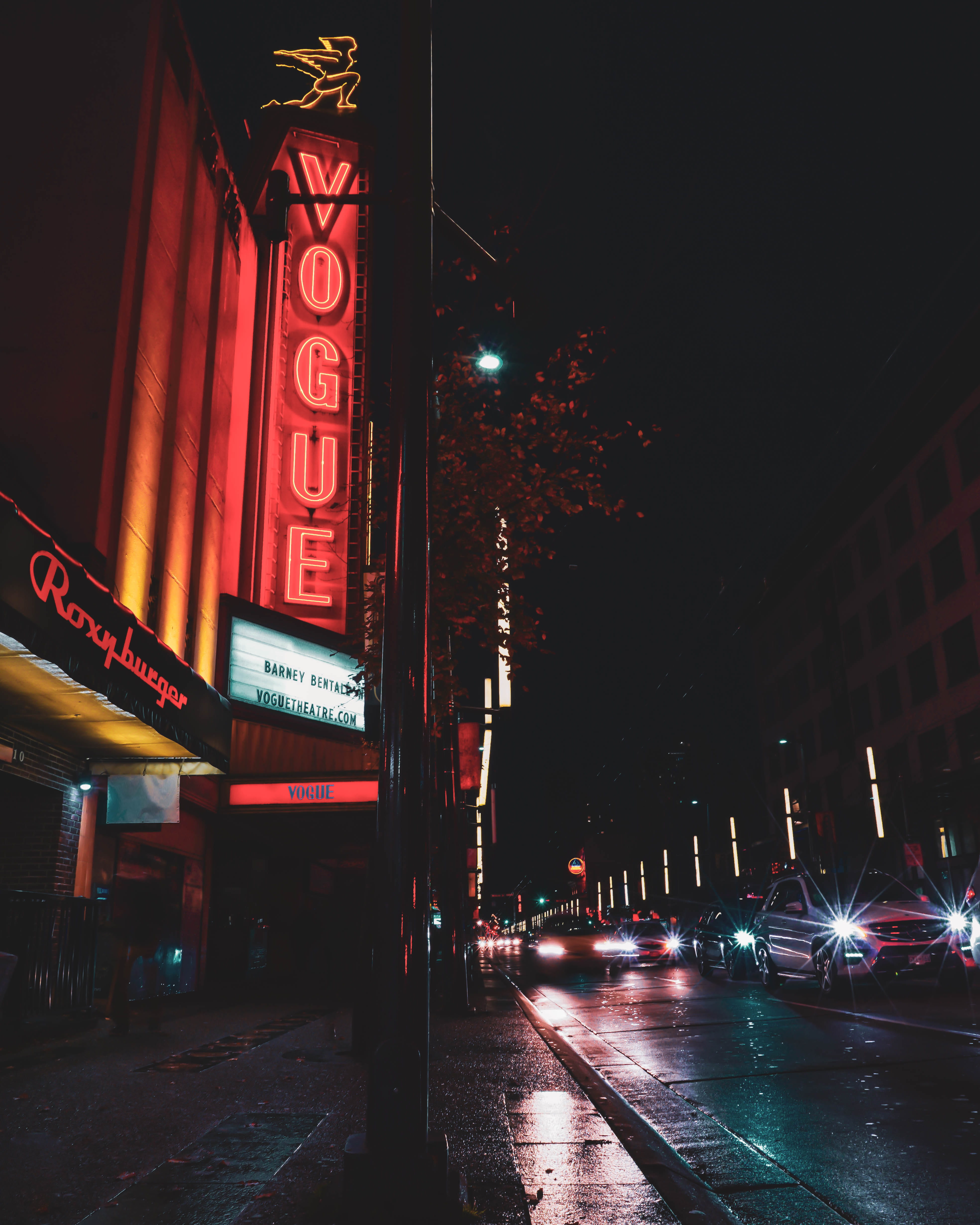 lights, city street, transportation system, built structure, building, road, motor vehicle, downtown, light, office building exterior, car, cars, nightlife, Phone HD Wallpaper