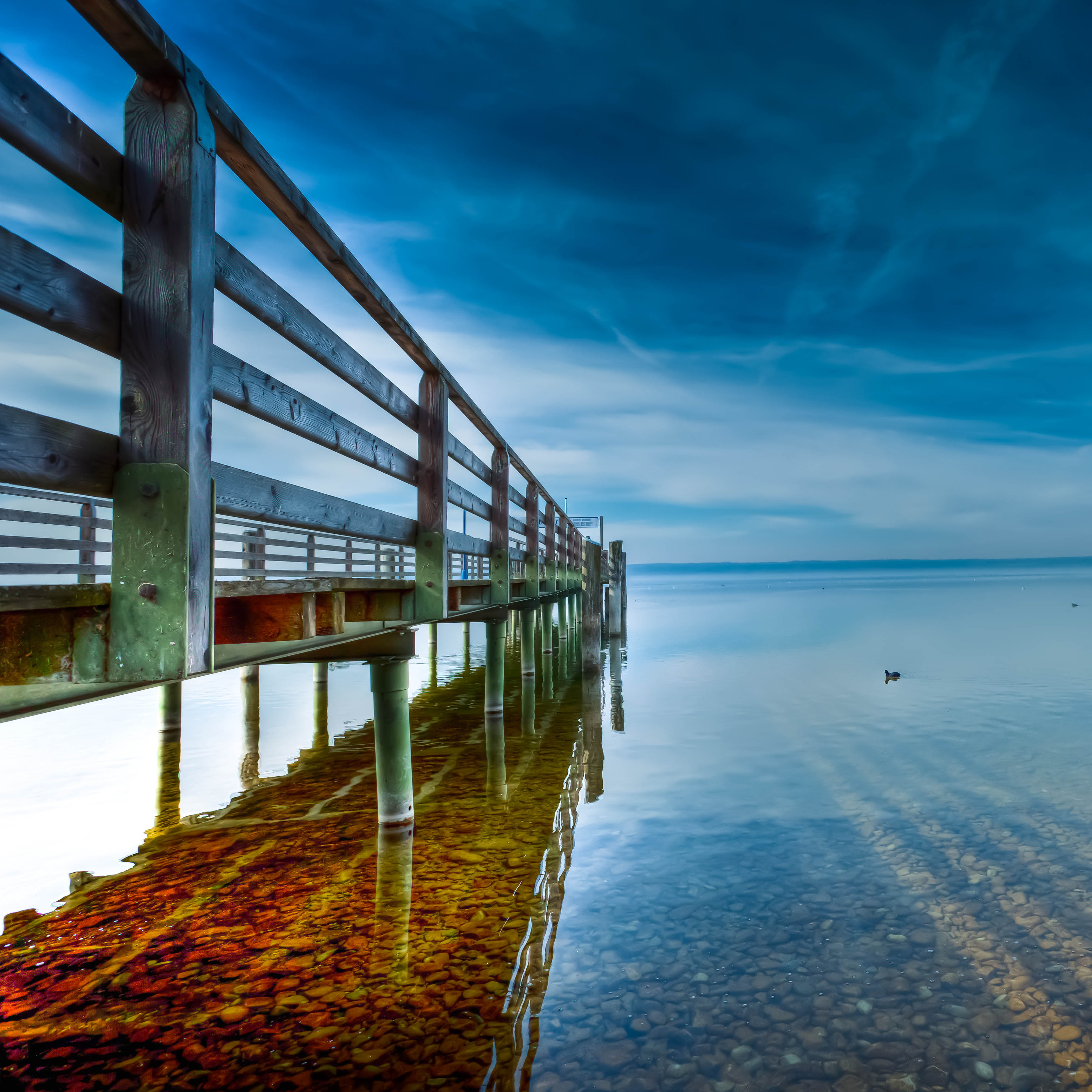 body of water, body, 2K, Bayern, 5d  MKII, boardwalk, Brücke, Bavaria, dock, outdoors, Deutschland, sky, Canon  eos  5d, nature, metal, Germany, Landscape, Phone HD Wallpaper