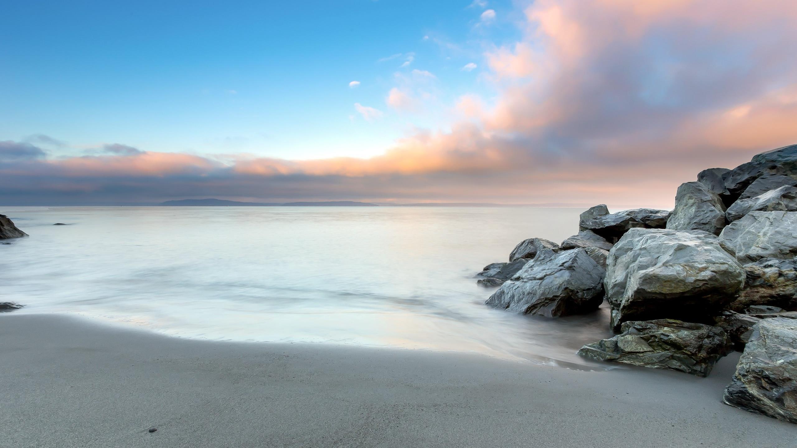 sunrise, nature, 2K, soft, beaches, nature and landscapes, beach, HD Wallpaper
