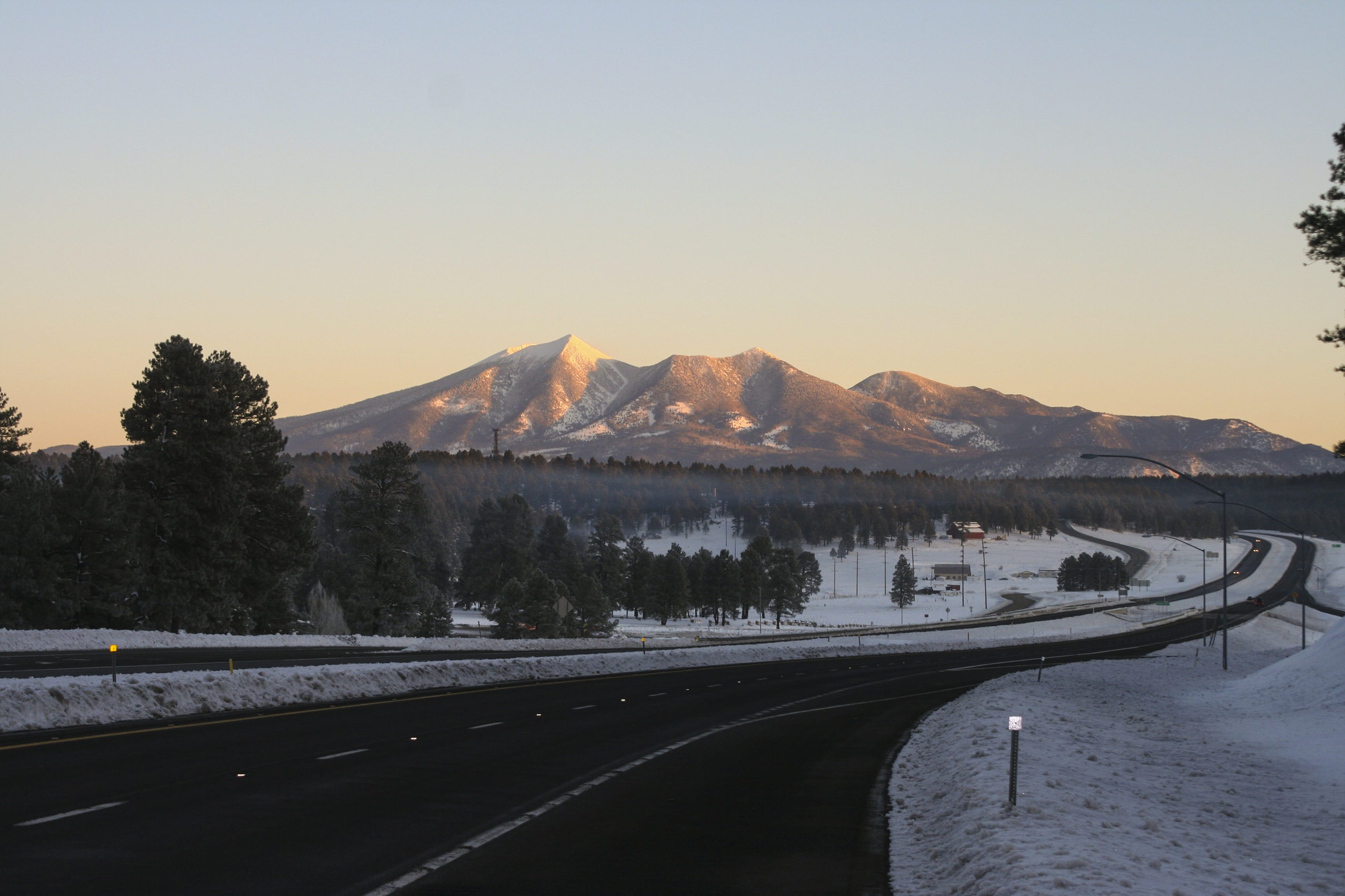 highway, tranquil scene, scenics - nature, san francisco peaks, nature, transportation, water, kachina village, arizona, non-urban scene, sky, mountain, HD Wallpaper