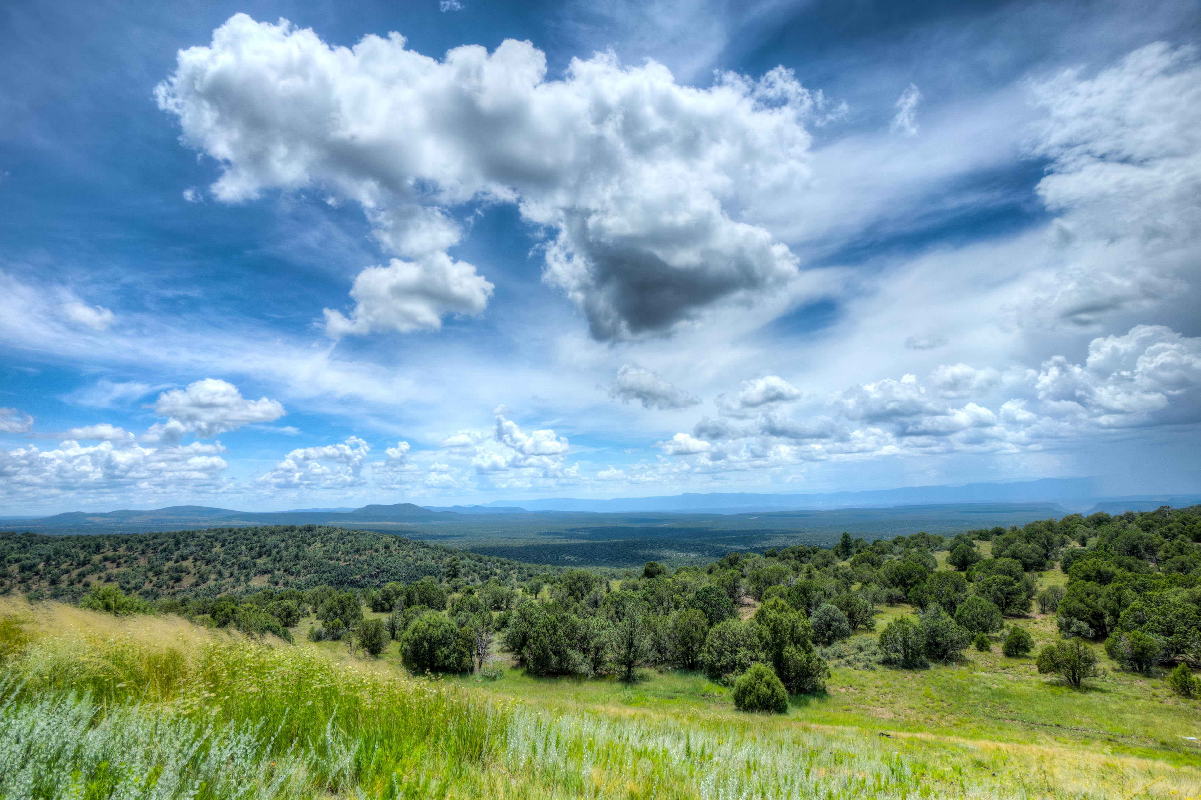 blue, cloud - sky, land, outdoors, green color, flagstaff, semi-arid, landscape, scenics - nature, plant, growth, sky, field, non-urban scene, beauty in nature, HD Wallpaper