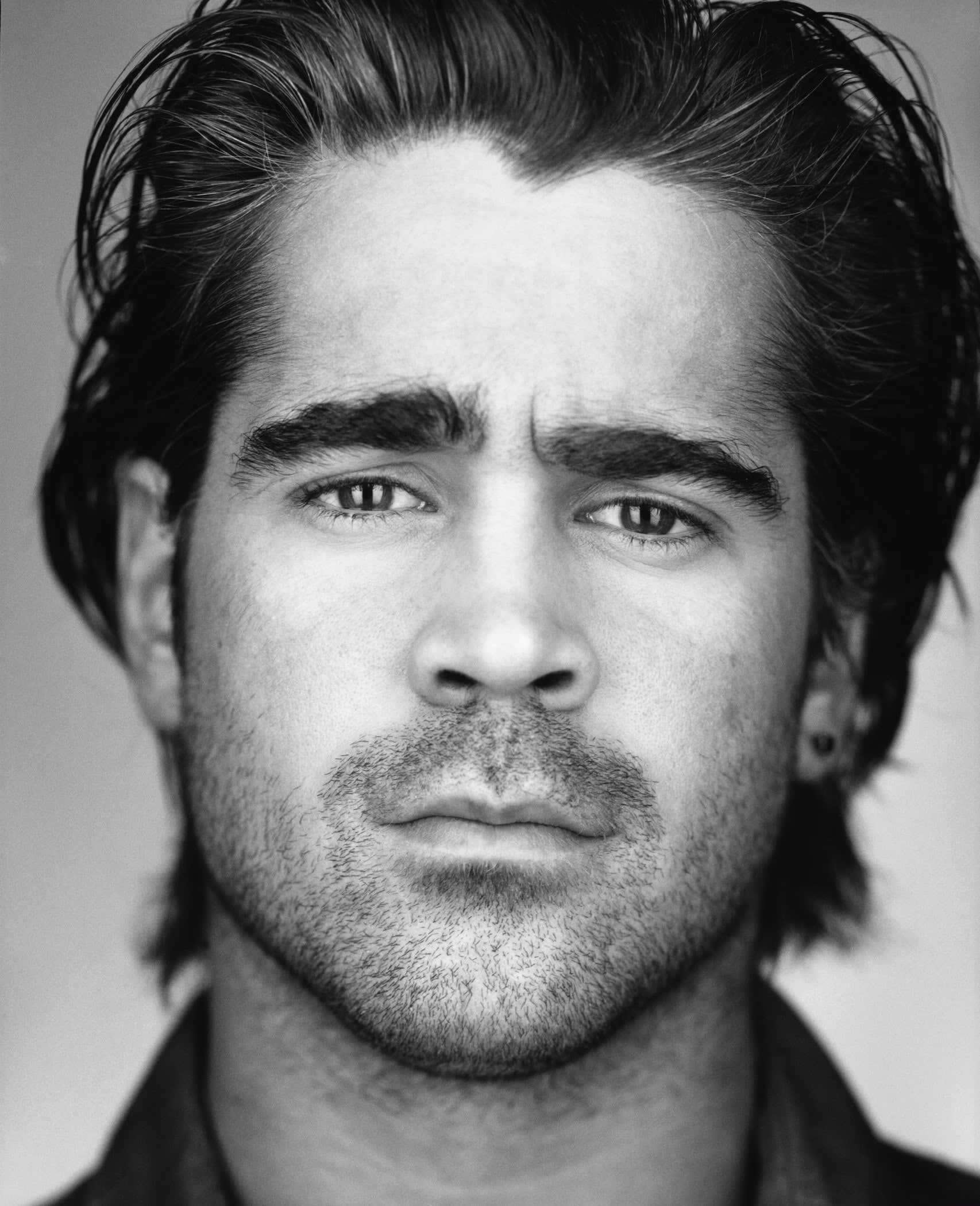 monochrome, colin, 1080P, grayscale, actors, farrell, faces, hd, people, x, art, men, Phone HD Wallpaper