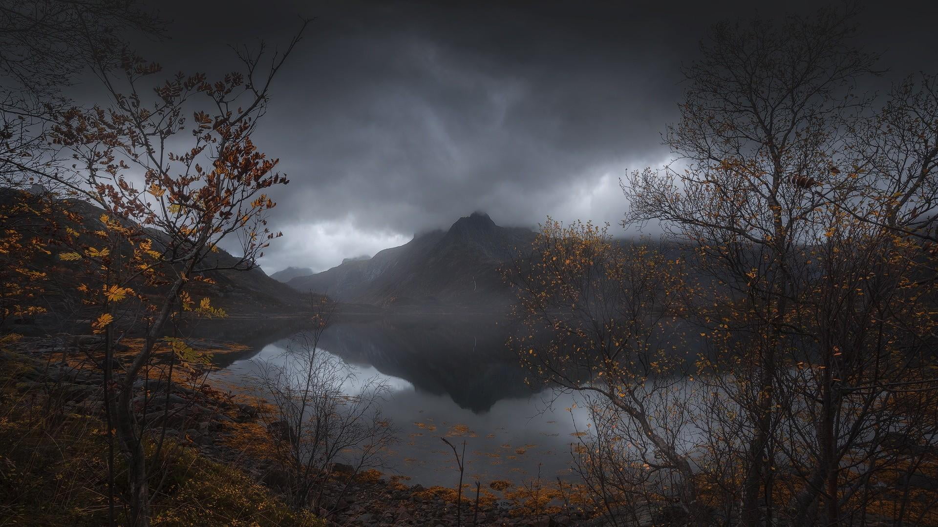 highland, land, cloud, scenics - nature, loch, beauty in nature, nature, cloudy, plant, outdoors, reflection, autumn, tranquility, sky, power in nature, HD Wallpaper