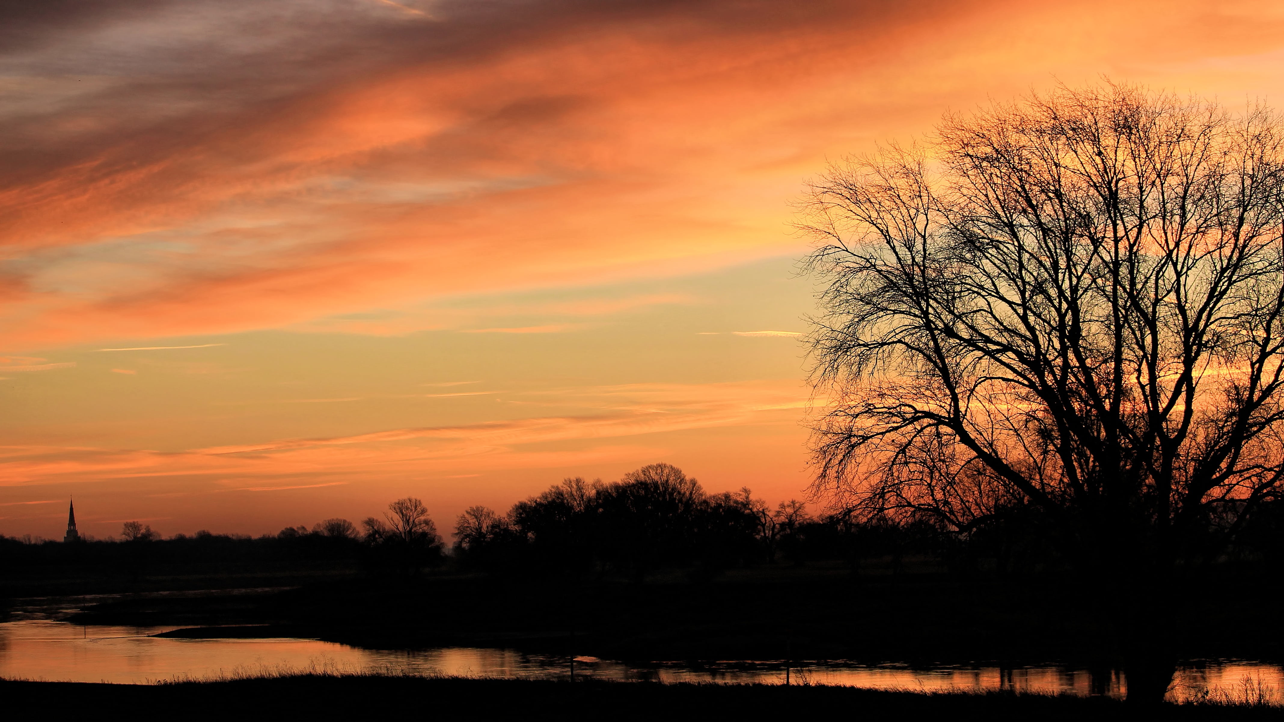 clouds, outdoors, sky, silhouette, tranquil scene, prettin, romantic sky, dusk, abendstimmung, beauty in nature, evening sky, trees, scenics - nature, orange Color, HD Wallpaper