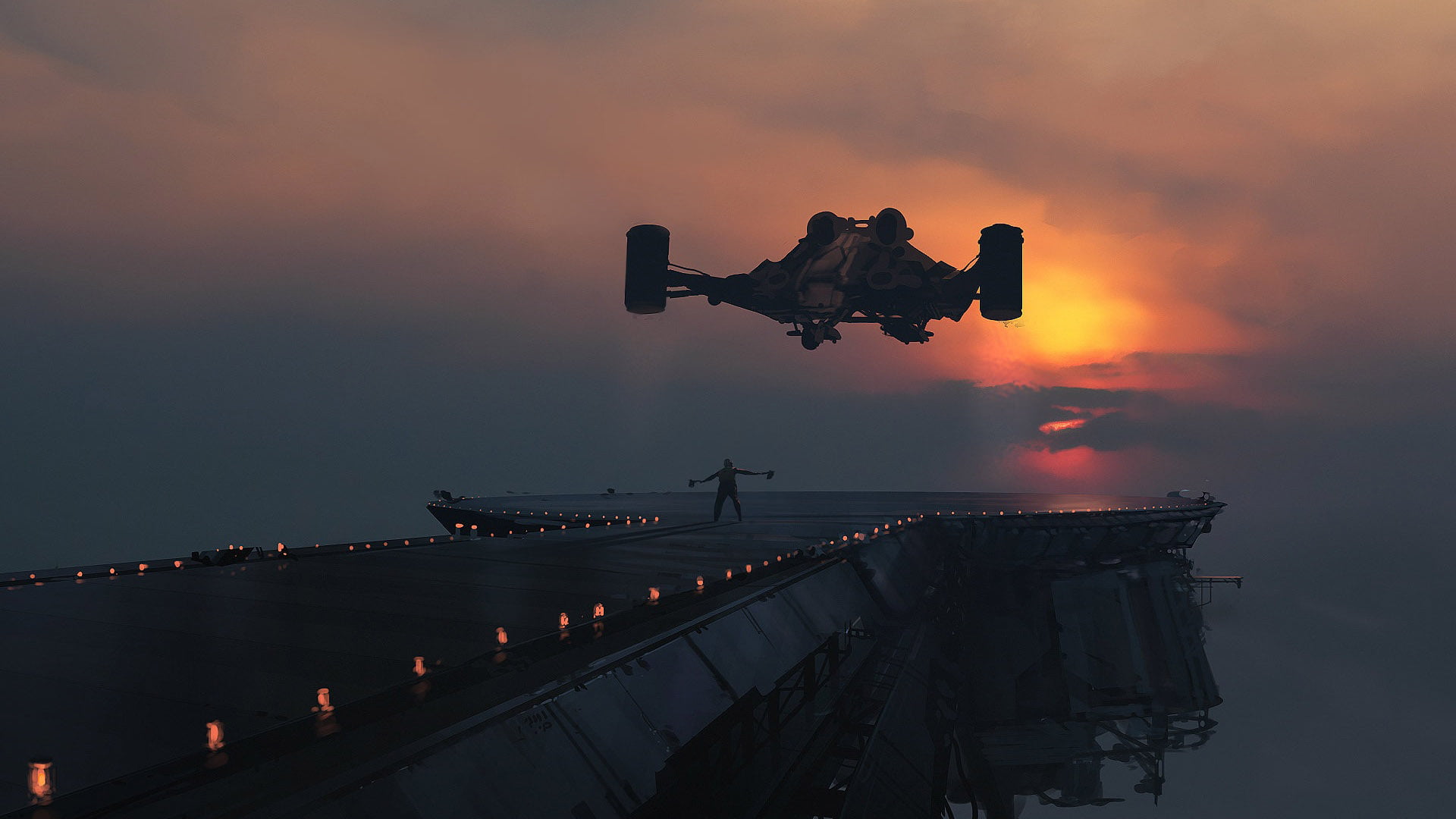 air vehicle, outdoor, dawn, sky, 1080P, evening, landscape, atmosphere, beach, scene, weather, mode of transportation, nature, morning, sunrise, orange color, HD Wallpaper