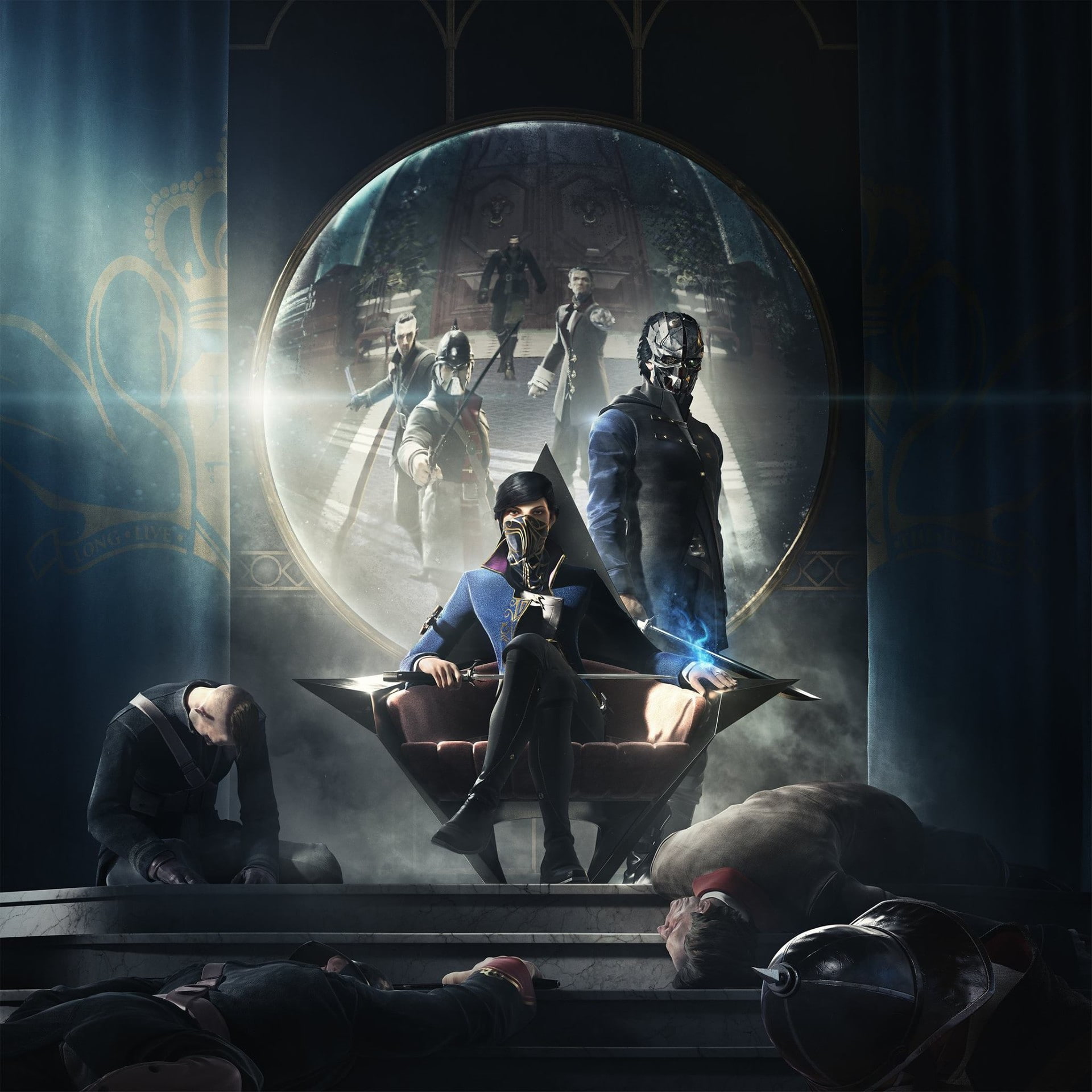 Bethesda, 1080P, Mask, Enemies, Reflection, Corvo, Look, Bethesda Softworks, Emily, Dishonored 2, Arkane Studios, Phone HD Wallpaper