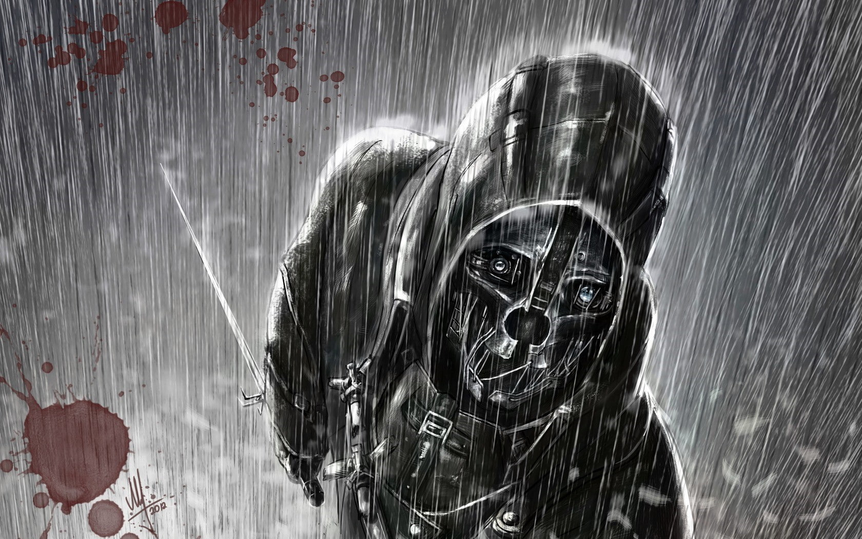 long hair, hairstyle, window, drop, wet, adult, rain, headshot, indoors, lifestyles, Corvo atta, portrait, water, Dishonored, real people, hair, human representation, HD Wallpaper