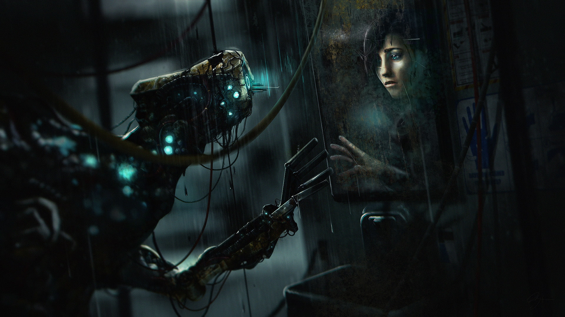 1080P, mirror, crack, Frictional Games, reflection, being, SOMA, girl, HD Wallpaper