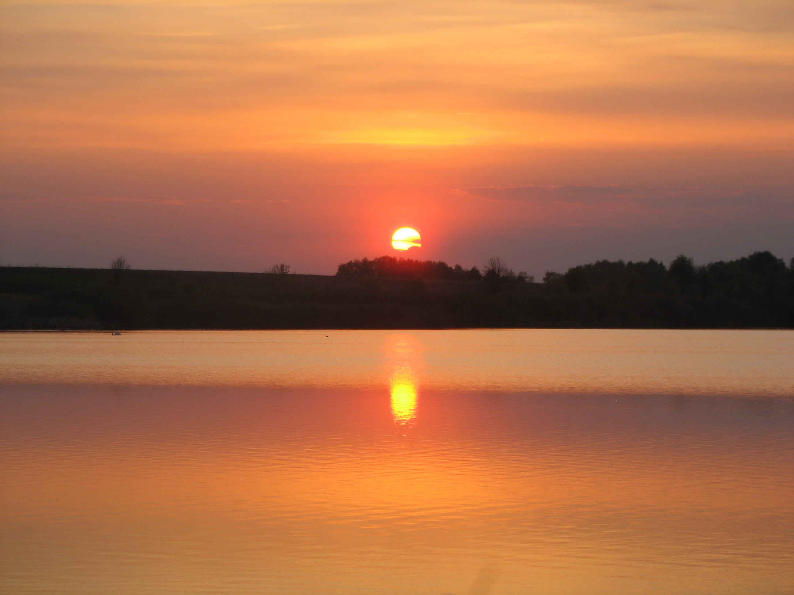 no people, scenics - nature, outdoors, waterfront, water, non-urban scene, lake, beauty in nature, silhouette, evening, silence, orange color, tranquil scene, HD Wallpaper