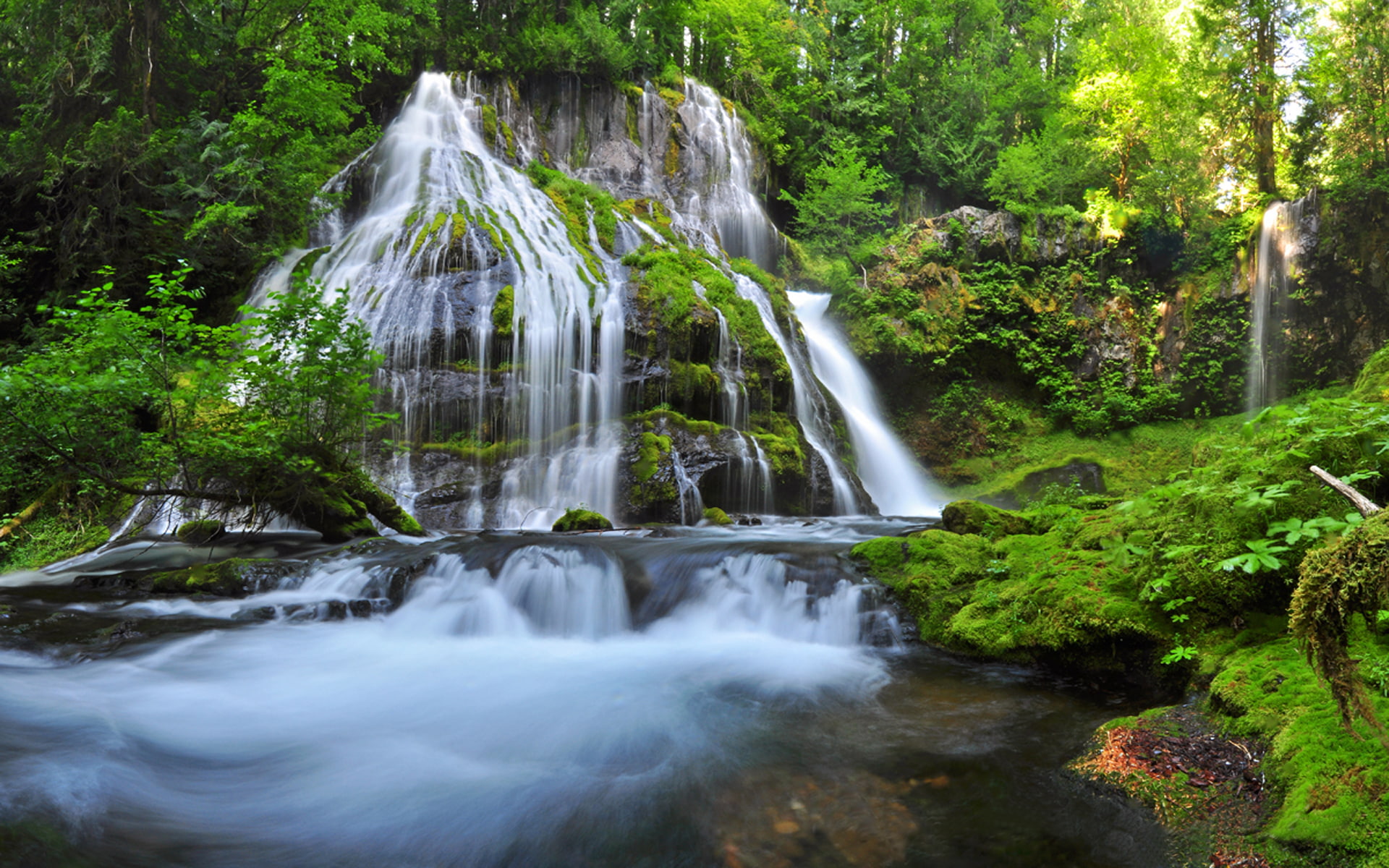 waterfall, falls, valley, wind, 1080P, green, hd, washington, scalonia, panther, creek, HD Wallpaper