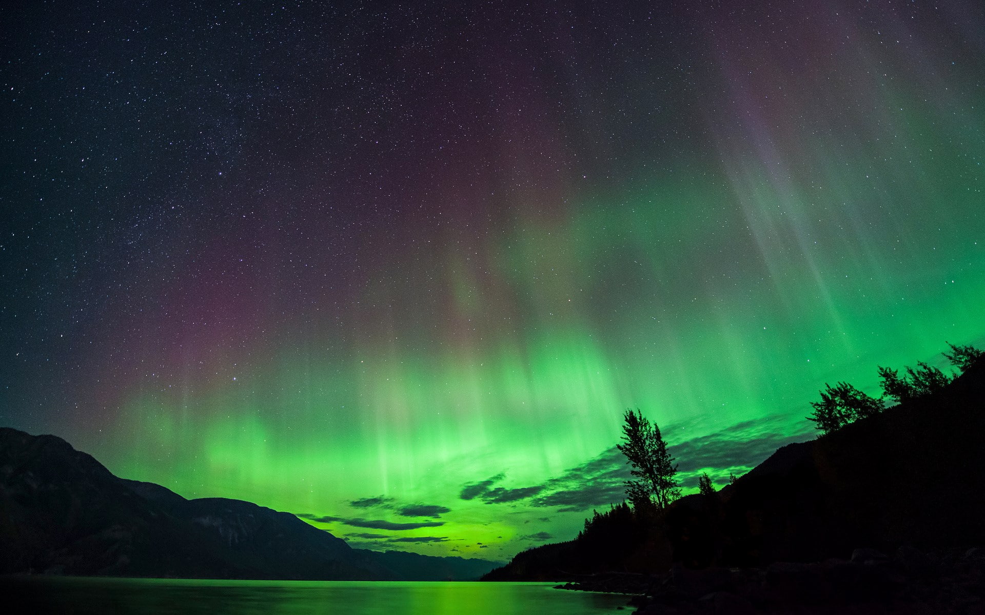 illuminated, scenics - nature, dramatic sky, astronomy, tranquility, no people, star, green color, nature hd  for pc 1080p  download 1920x1200, space, tranquil scene, HD Wallpaper