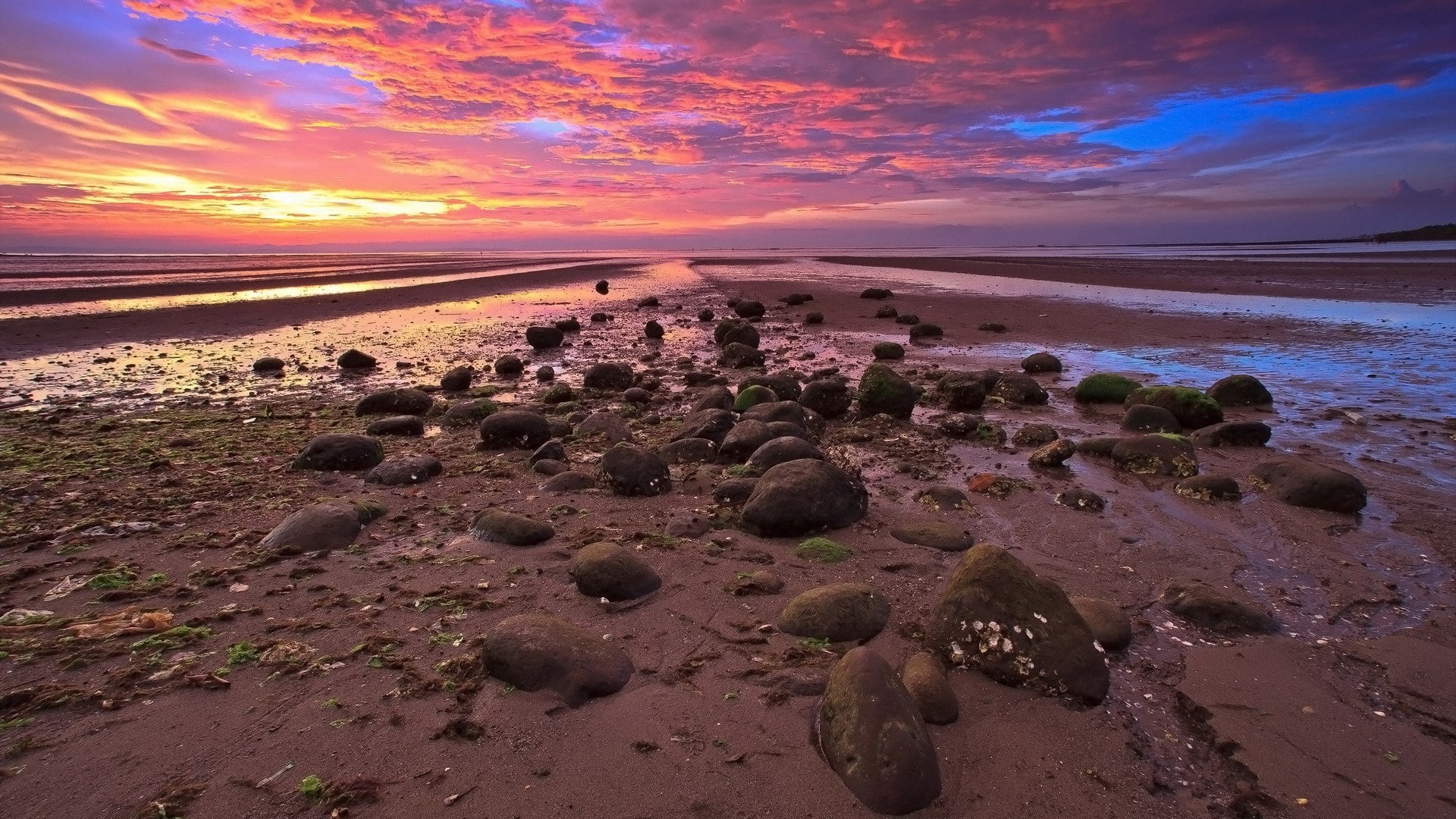 tranquility, rock - object, 1080P, sky, beauty in nature, pebble, horizon, outdoors, sea, water, download nature  for pc 1920x1080, solid, nature, scenics - nature, HD Wallpaper