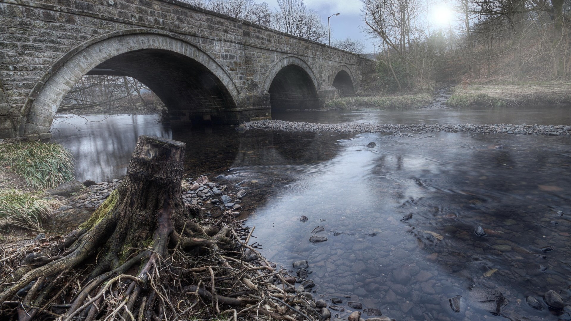 1080P, nature full hd image 1920x1080, scenics - nature, tranquility, connection, tree, flowing, no people, built structure, river, arched, bridge, outdoors, HD Wallpaper