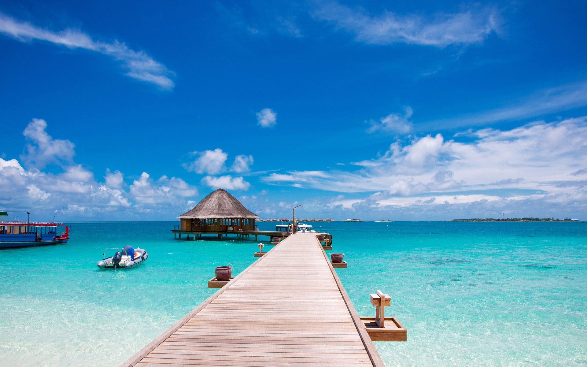 tranquility, trip, day, sky, holiday, scenics - nature, outdoors, full hd nature backgrounds 1920x1200, pier, nature, horizon over water, idyllic, blue, HD Wallpaper