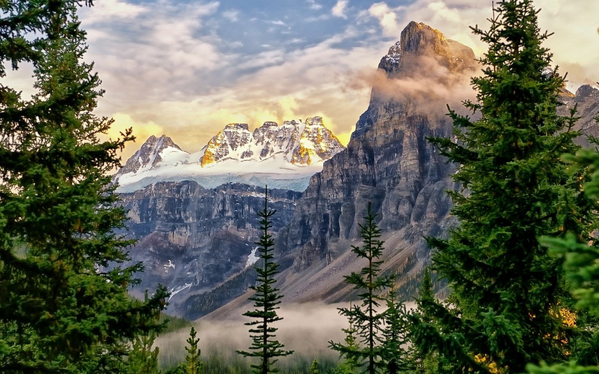 winter, nature, snowcapped mountain, tranquility, no people, idyllic, outdoors, coniferous tree, tree, sky, non-urban scene, rock, formation, cloud - sky, HD Wallpaper