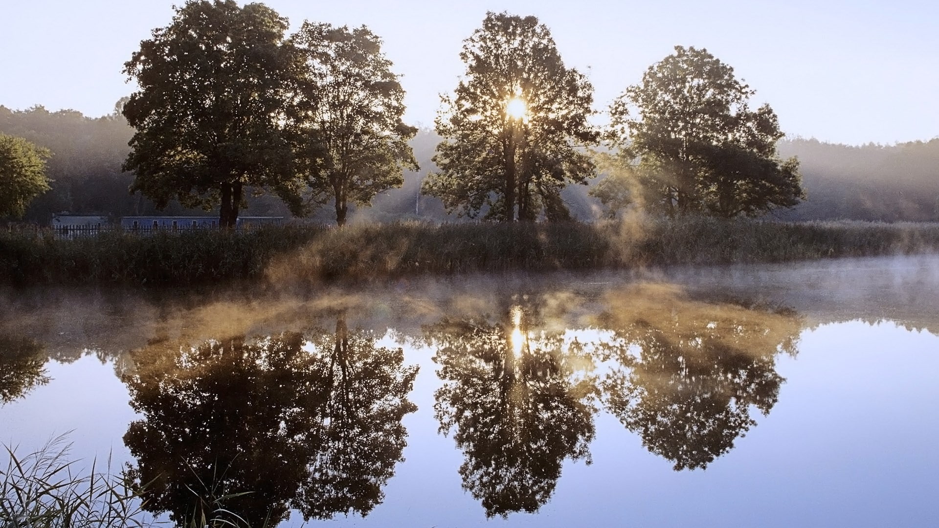 water, reflection lake, symmetry, nature full hd image 1920x1080, 1080P, day, nature, tranquility, sky, outdoors, no people, lake, scenics - nature, non-urban scene, HD Wallpaper