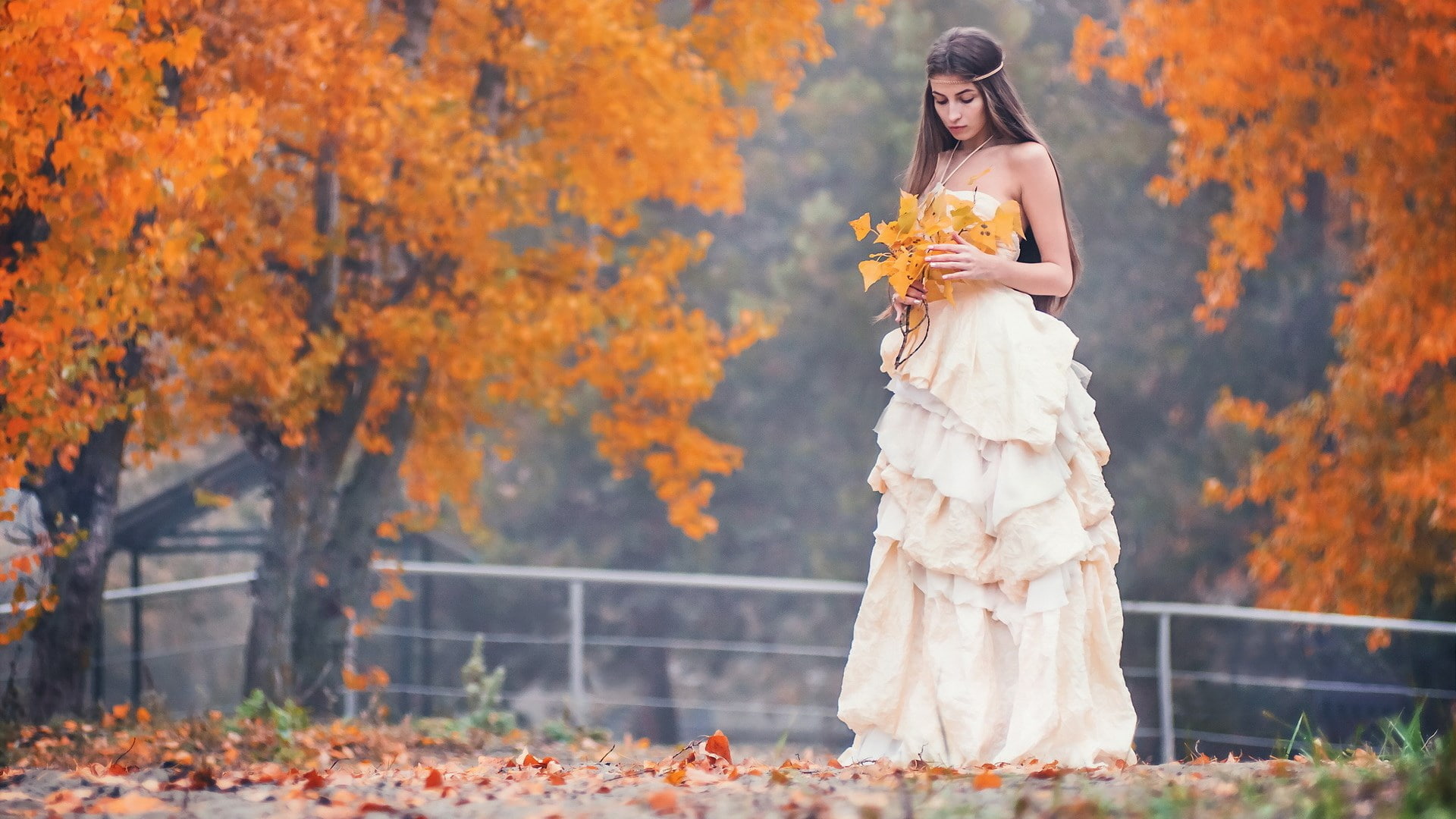 glamour, full length, plant, plant part, change, leaf, beautiful woman, fashion, women, beautiful people, hairstyle, autumn, beauty, young adult, tree, HD Wallpaper