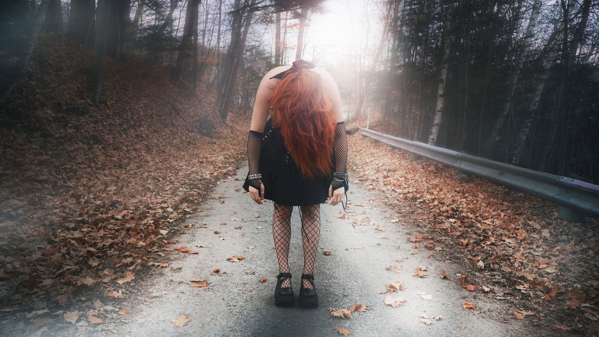 leisure activity, direction, autumn, warm clothing, 1080P, transportation, pc  girl 1920x1080, rear view, adult, women, the way forward, full length, nature, HD Wallpaper