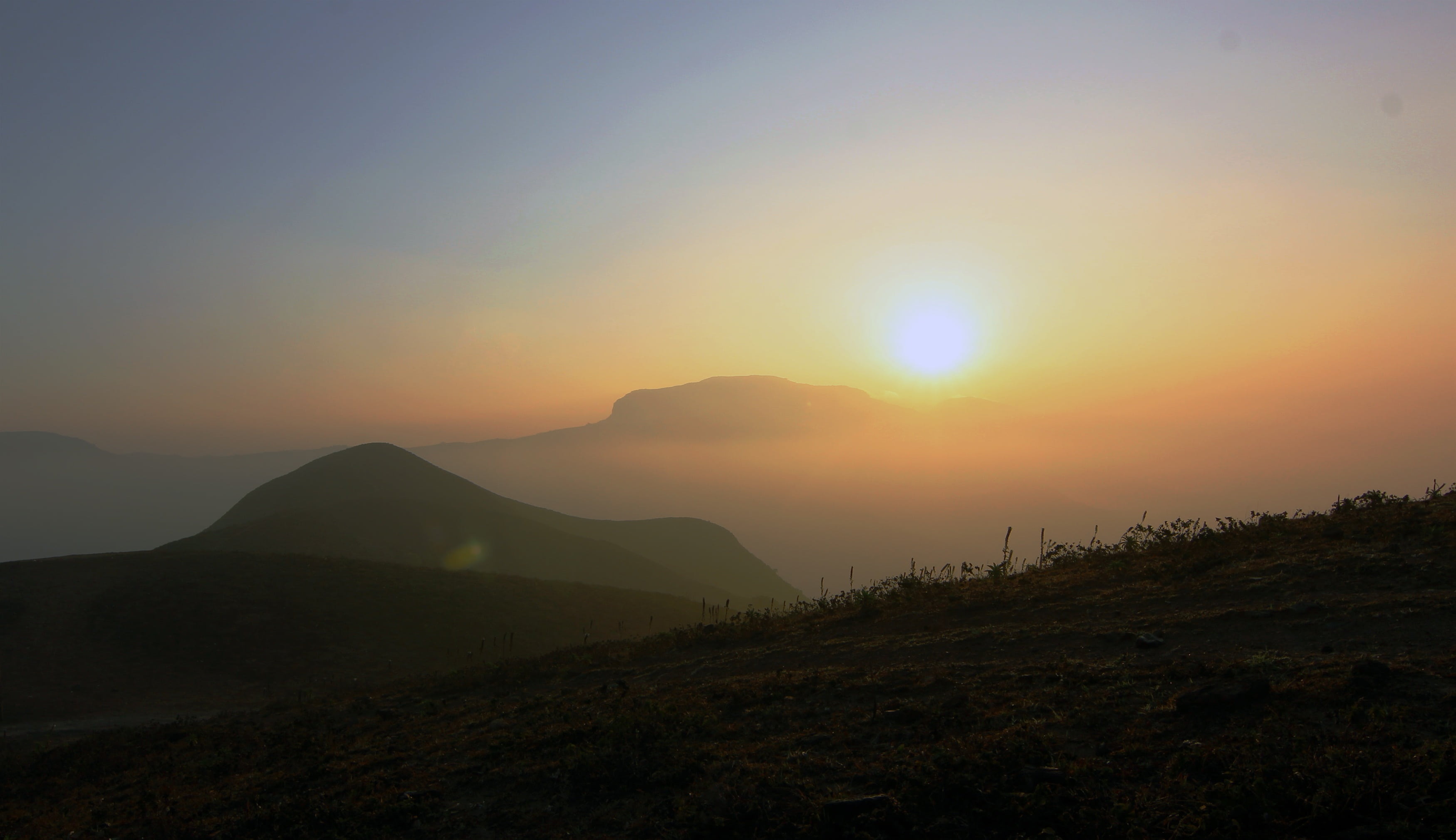 sunset, orange, mountain peak, tranquil scene, sunbeam, mountain, travel destinations, tranquility, sunlight, scenics - nature, idyllic, forests, outdoors, HD Wallpaper