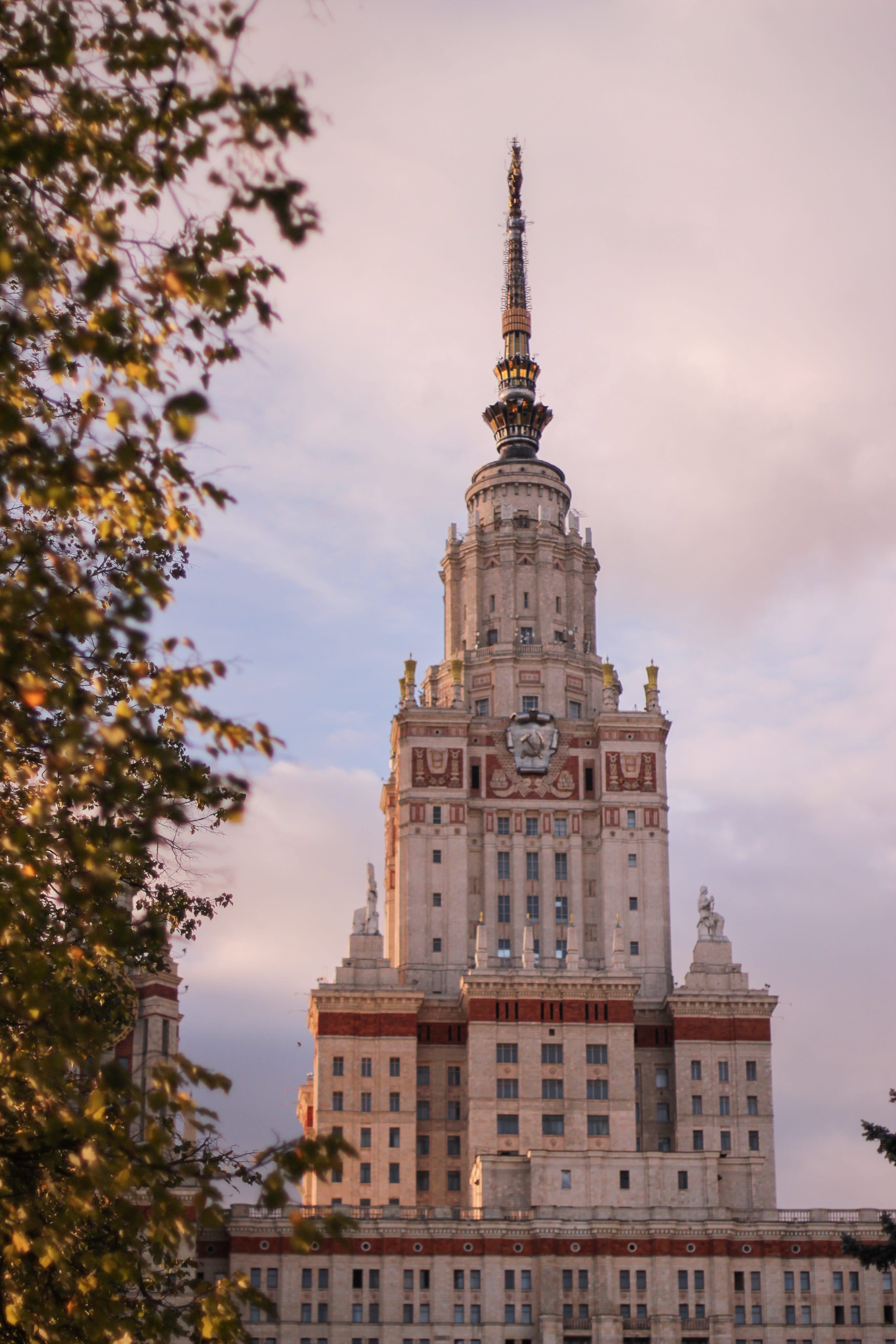 travel, tower, tall - high, tourism, the past, cloud - sky, outdoors, moscow, msu, built structure, historically, sunset, no people, city, travel destinations, Phone HD Wallpaper