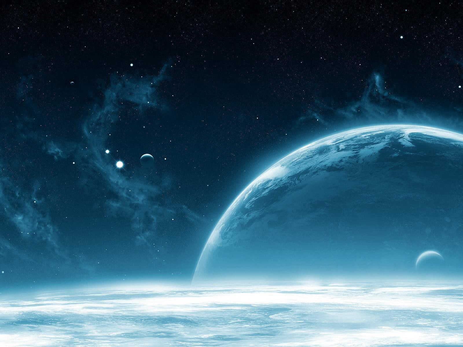 planet - space, meteorology, 720P, planet, space, moon, backgrounds, environment, orbiting, no people, power in nature, planet earth, satellite view, digital art, HD Wallpaper