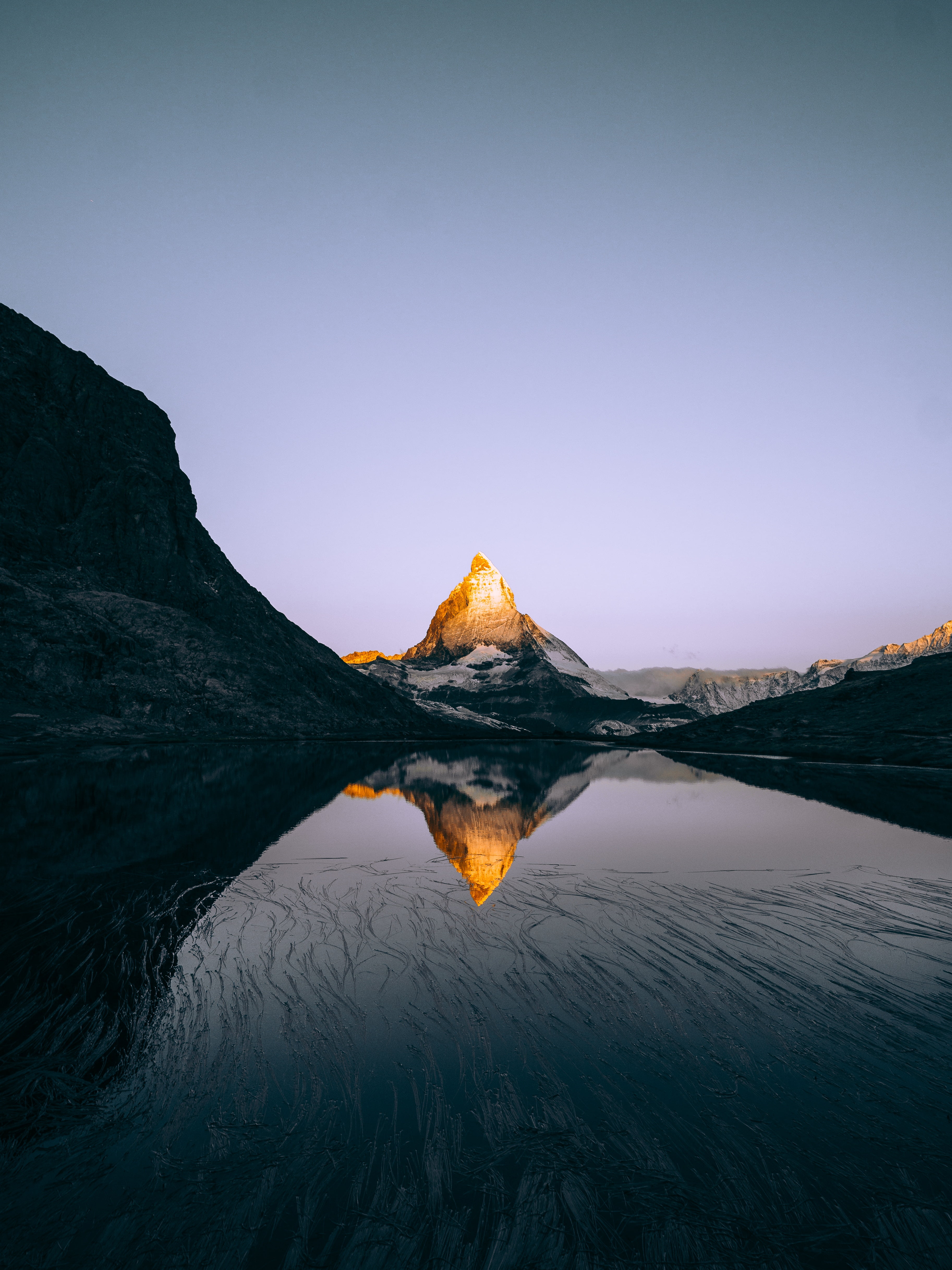 tibet, symmetry, environment, travel Destinations, 4K, alps, glacier, ice, nature, tranquil scene, sunset, adventure, tranquility, orange, tourism, no people, Phone HD Wallpaper