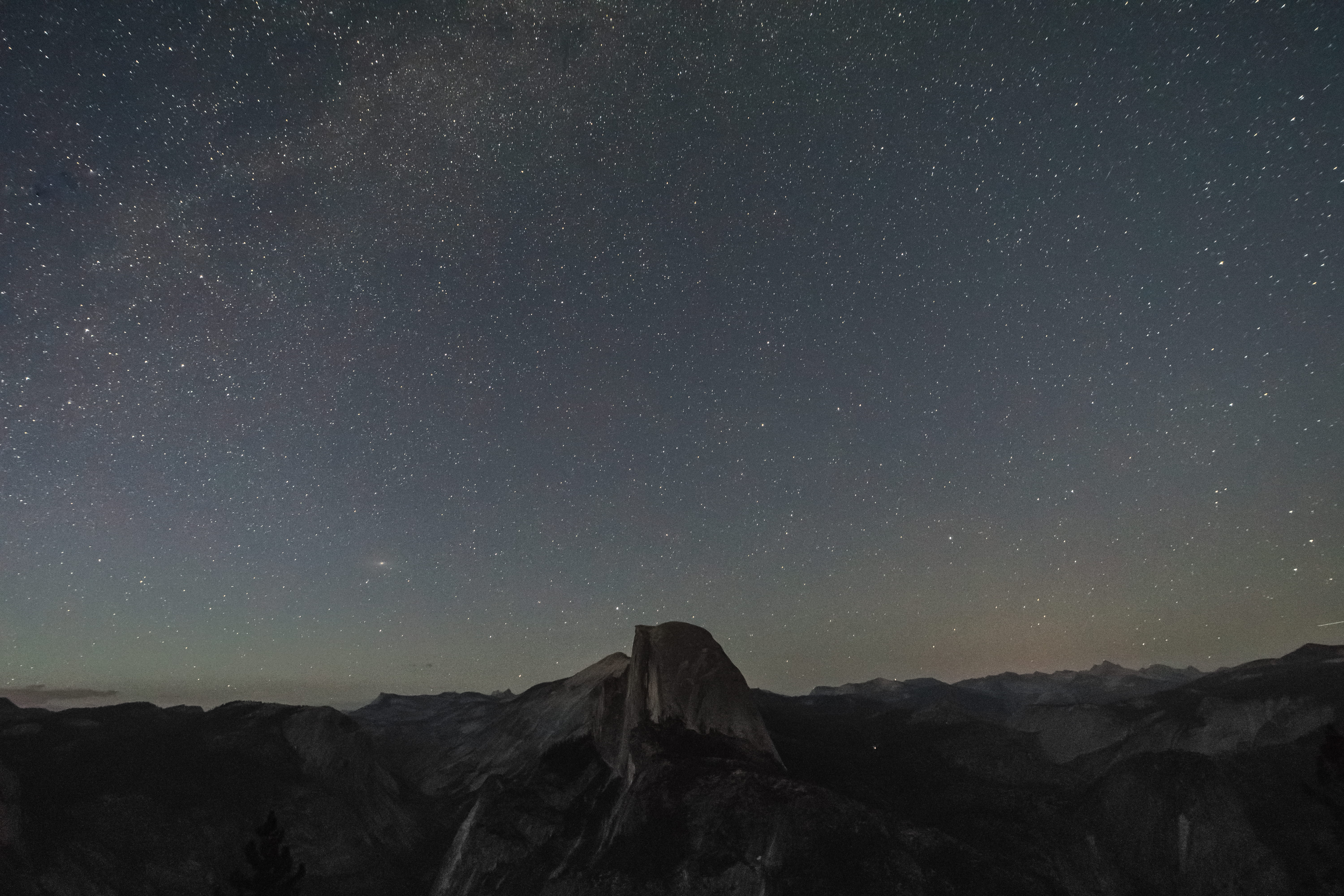 milky way, night, bird, mountains, horizon, dark, s, non-urban scene, eye, half dome, tranquility, star field, space, formation, photography, trees, star, HD Wallpaper