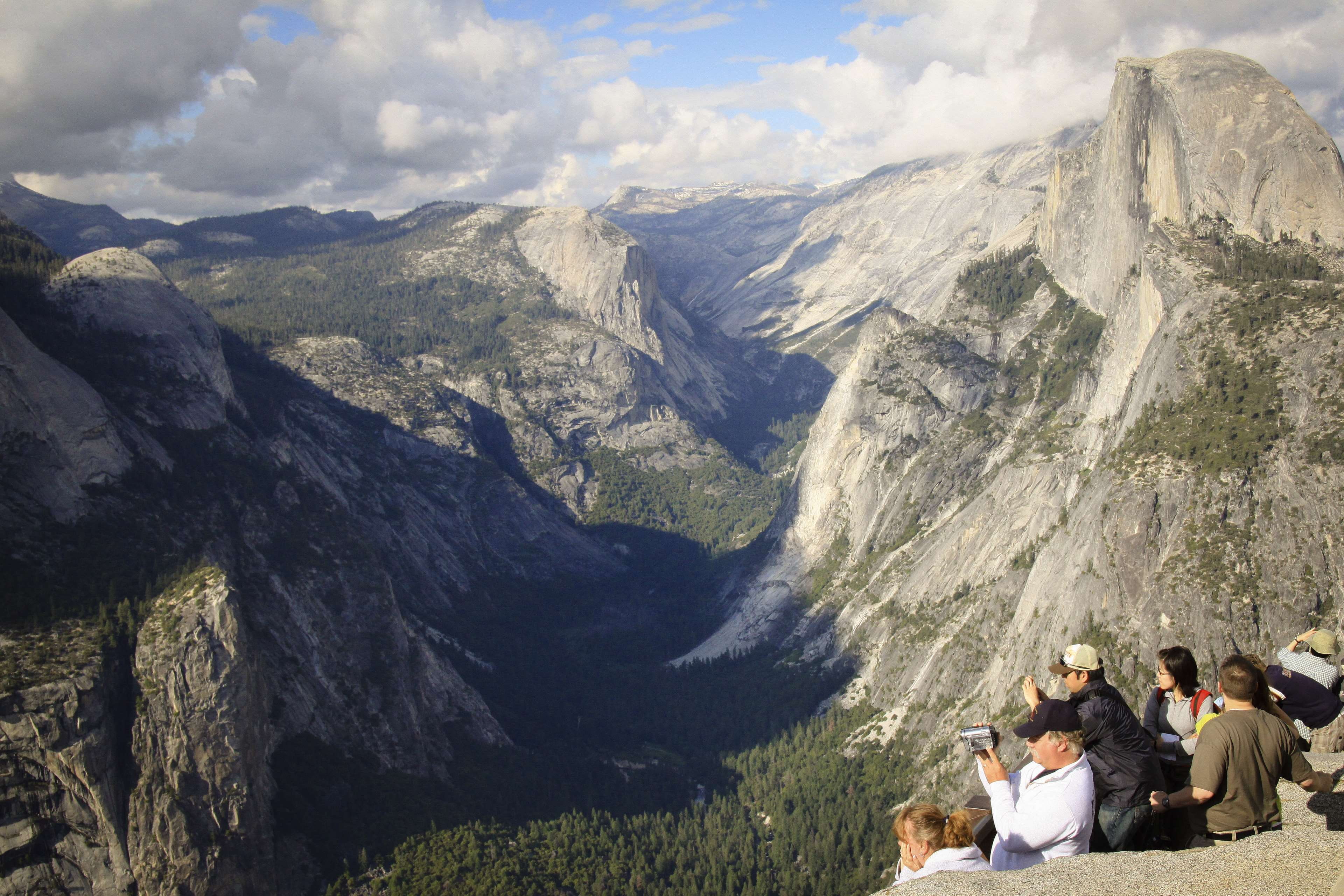 togetherness, non-urban scene, travel, outdoors, women, adult, leisure activity, beauty in nature, cloud - sky, rear view, scenics - nature, yosemite valley, HD Wallpaper