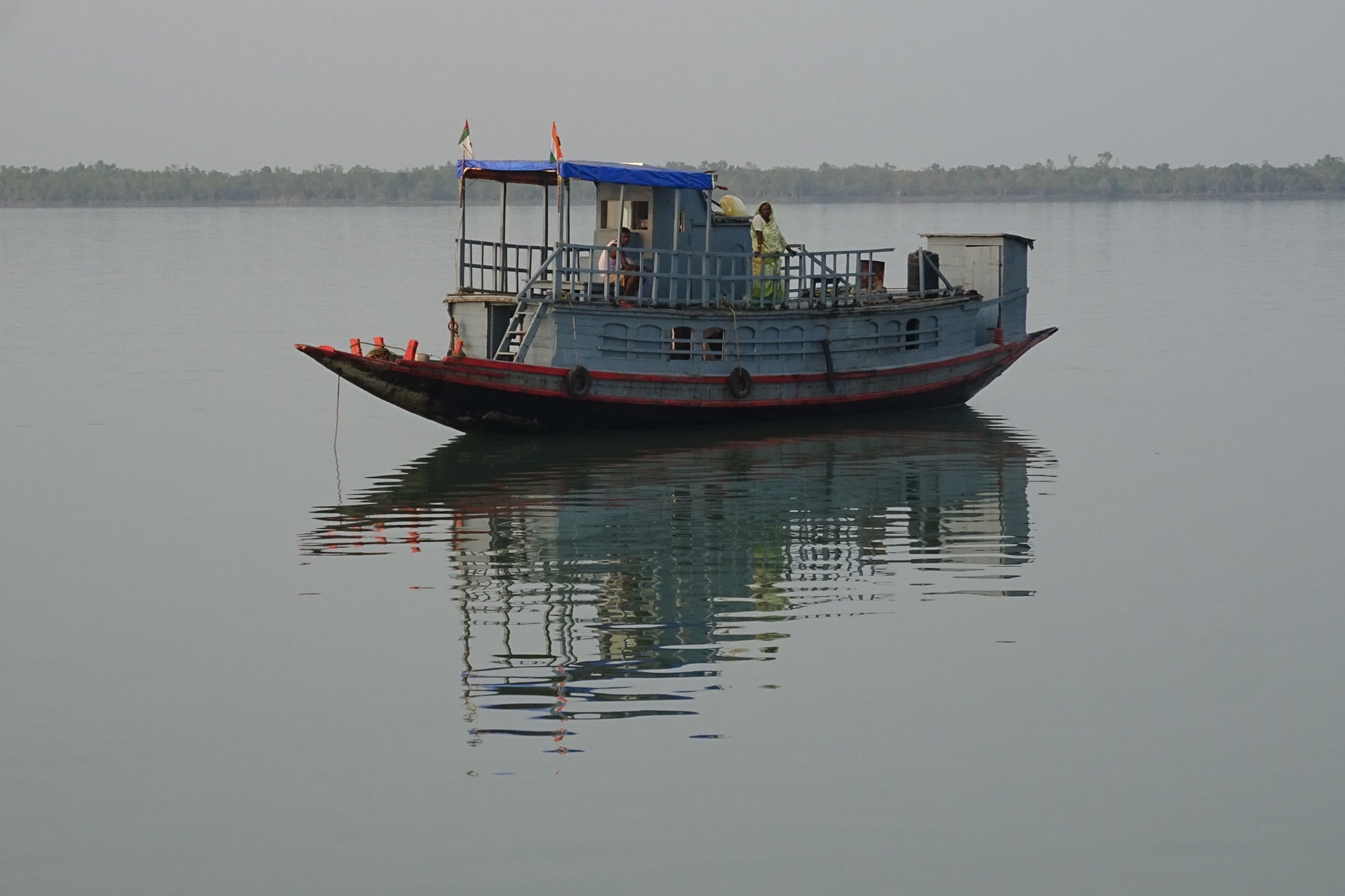 sundarbans, flora, reflection, sky, unesco, ramsar site, nature, boat, 1080P, nautical vessel, day, moored, outdoors, transportation, tranquil scene, travel, HD Wallpaper