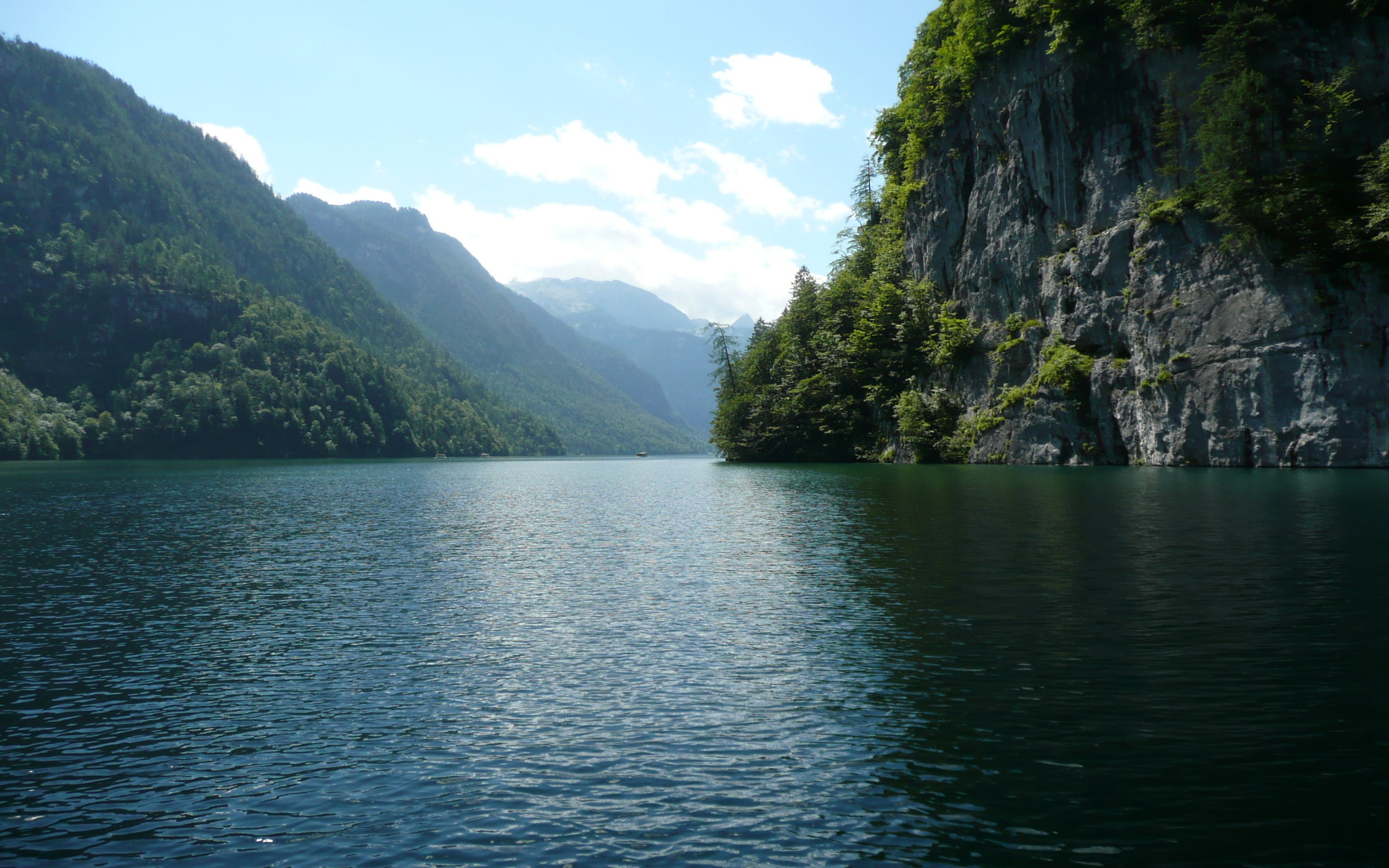 beauty in nature, konigssee, sky, idyllic, waterfront, tranquil scene, cloud - sky, mountain, formation, sea, bavaria, outdoors, scenics - nature, tranquility, HD Wallpaper