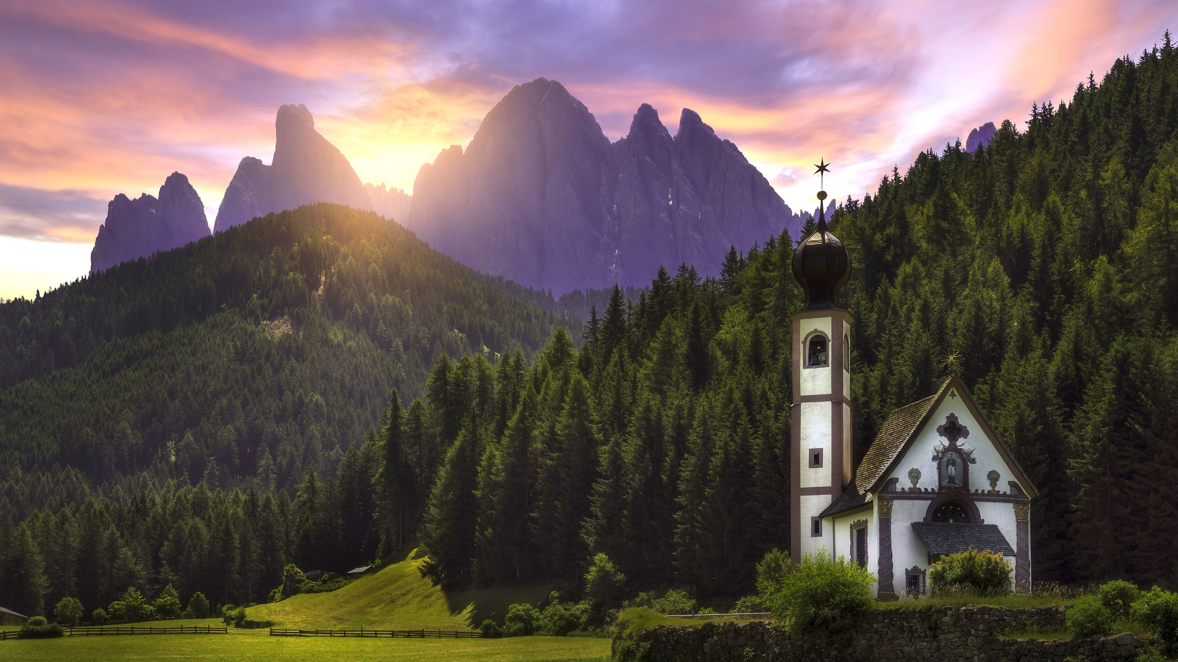 Church, 4K, St Magdalena, Italy, 4K, HD Wallpaper