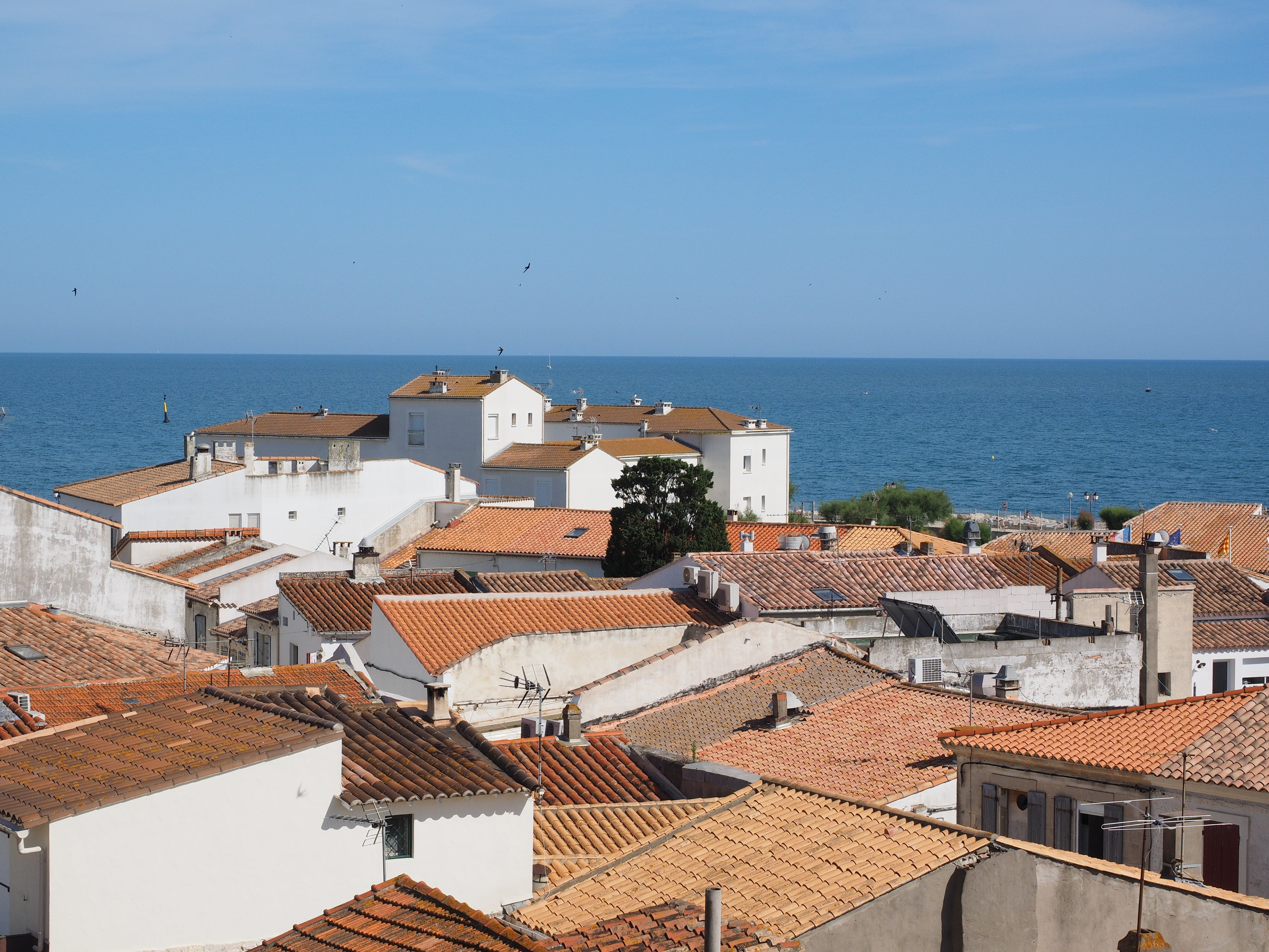 built structure, building, holiday resort, europe, holiday, architecture, town, no people, sea, city, water, place, cityscape, france, saintes-maries-de-la-mer, HD Wallpaper