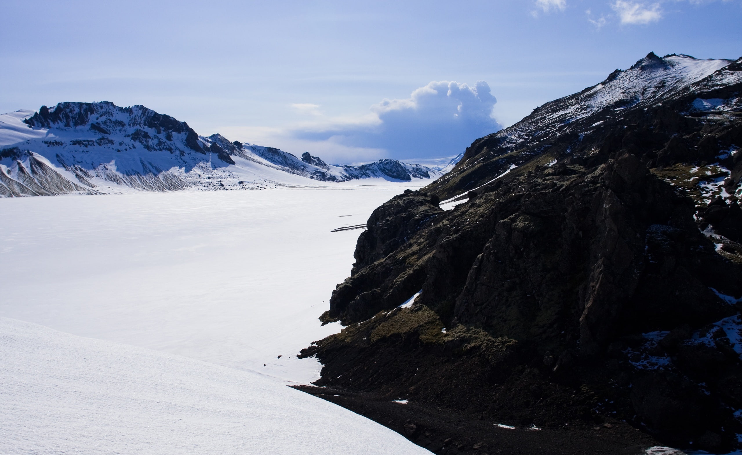 Landscape, sky, range, 2K, tranquility, non-urban scene, scenics - nature, eyjafjallajokull, mountain peak, mountain range, snowcapped mountain, view, HD Wallpaper