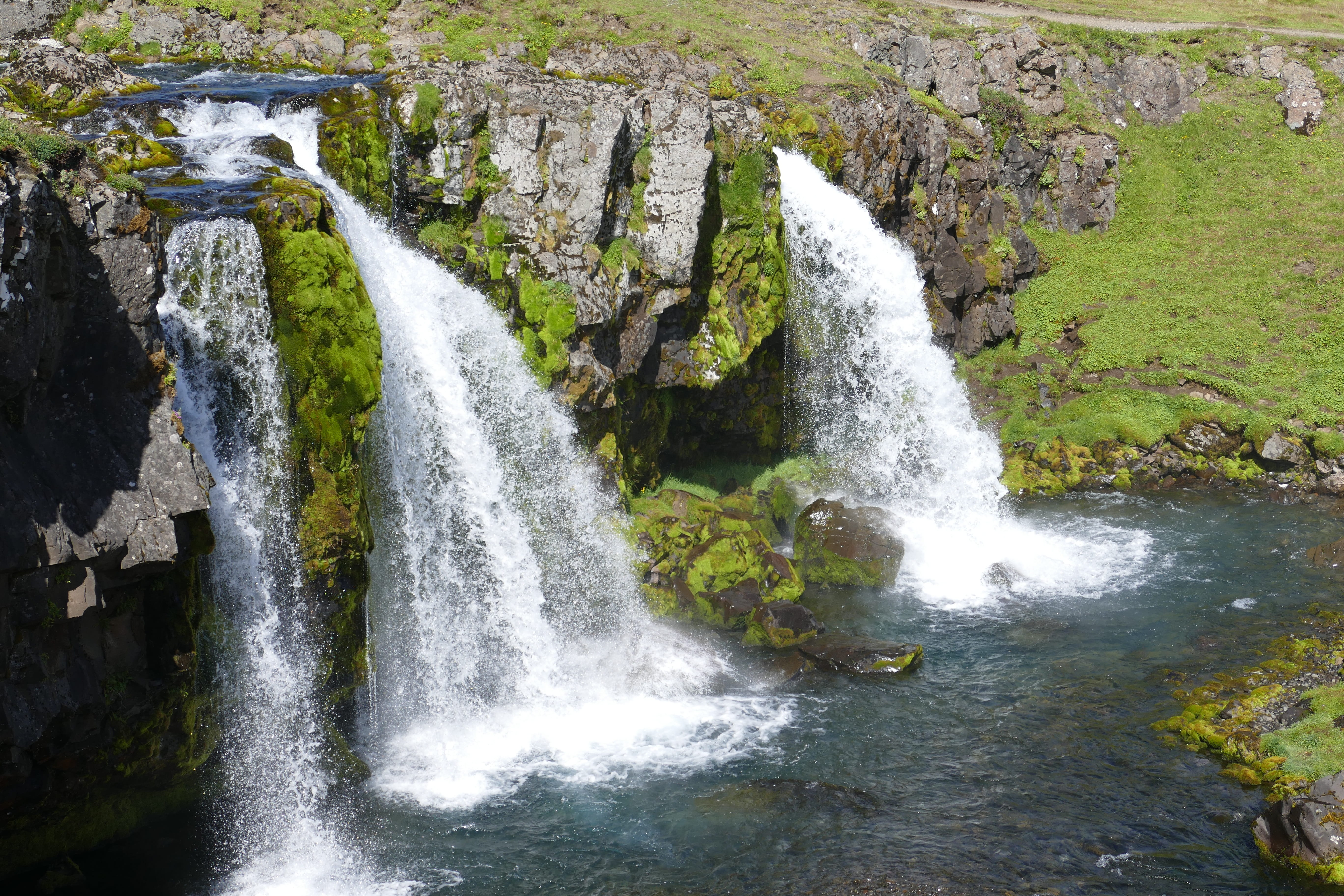 scenics - nature, no people, power in nature, rock - Object, stream, forest, motion, falling water, river, snaefellness, snæfellsnes peninsula, solid, kirkjufellsfoss, HD Wallpaper