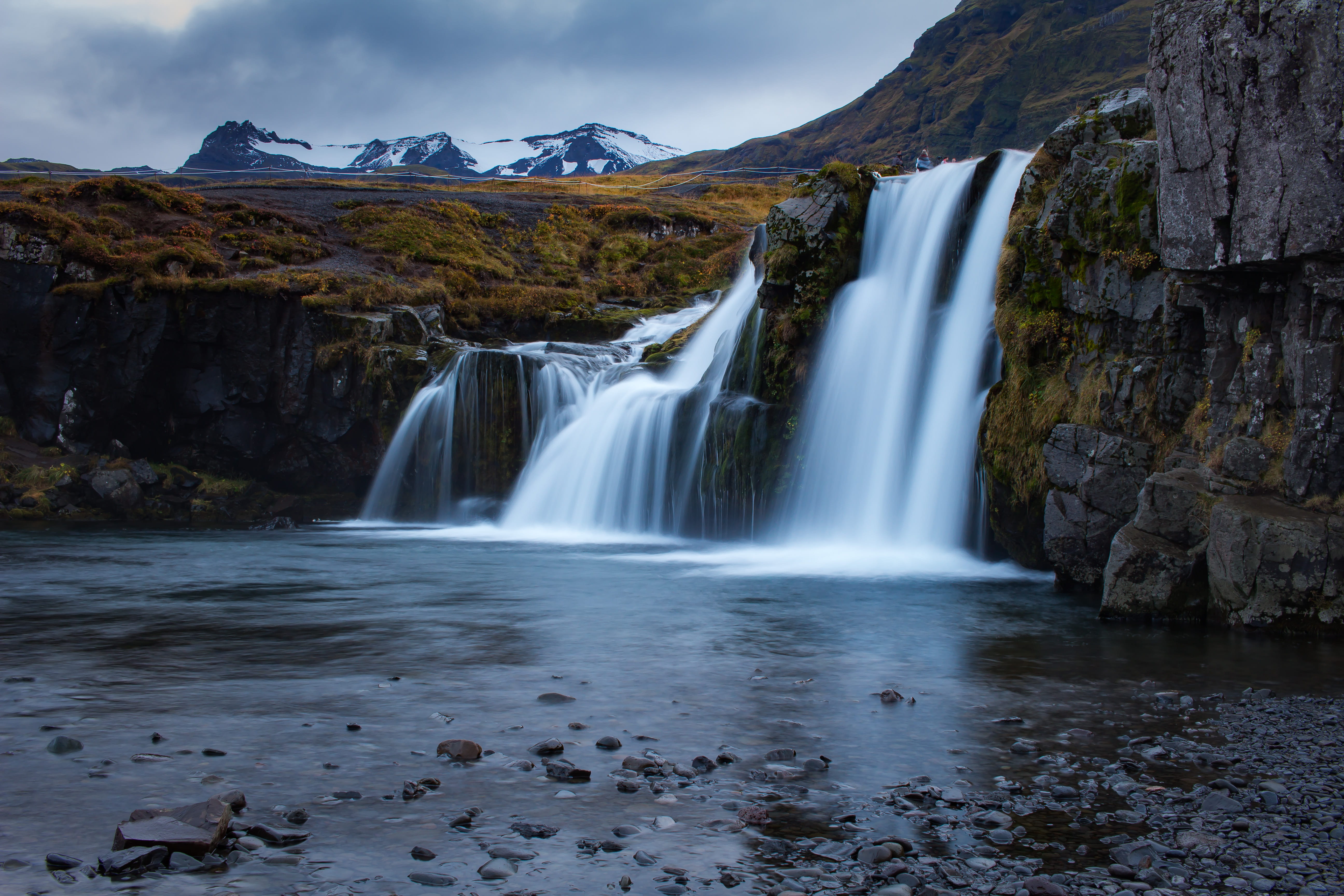 rock - object, river, long exposure, coast, kirkjufellsfoss, power in nature, photography, water, landscape, rock, motion, scenics - nature, iceland, time, HD Wallpaper