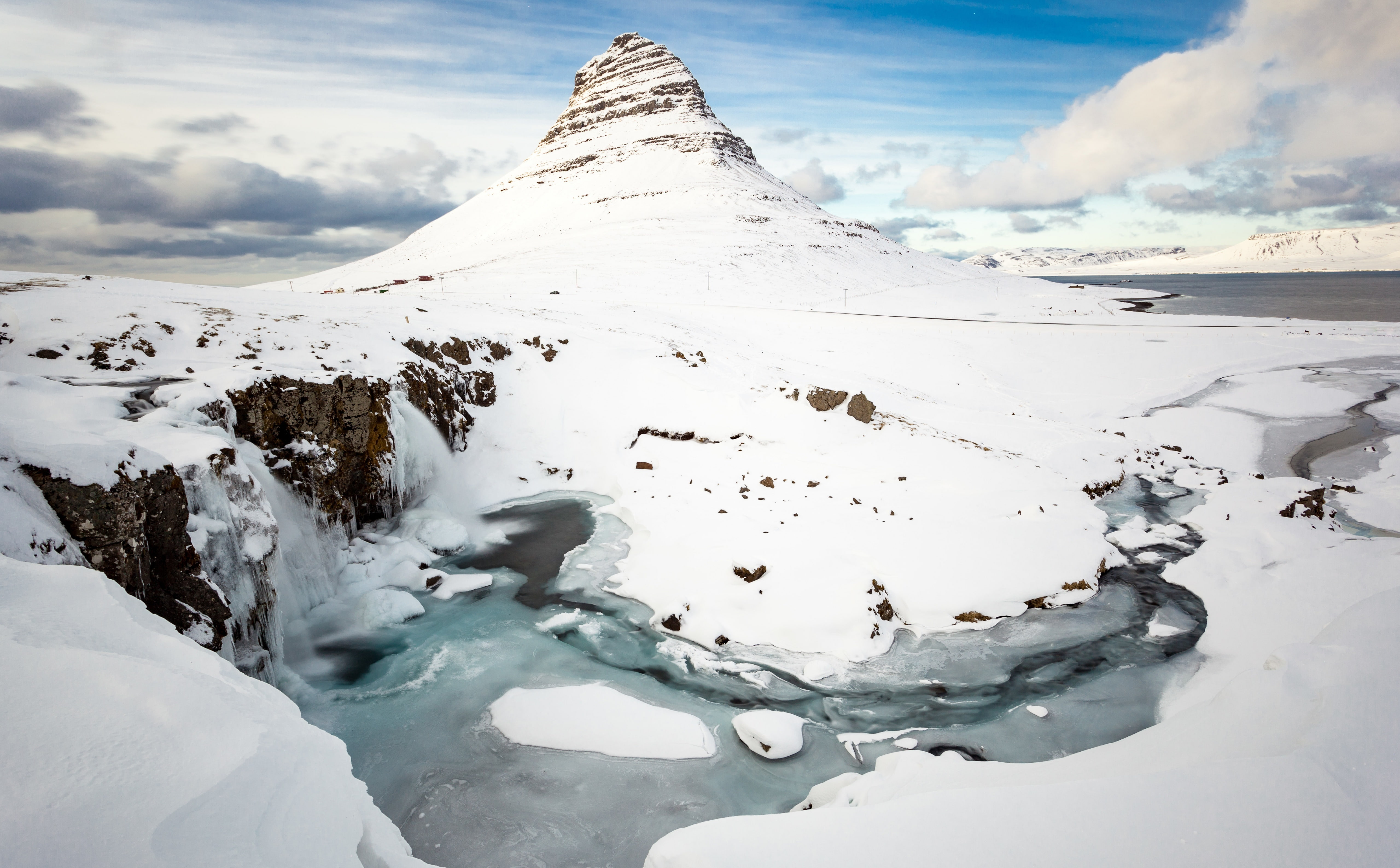 visit, Tour, Scenery, cold temperature, nature, Mountain, ice, Snow, Churchmountain, Waterfall, environment, icewater, Iceland, Landscape, Vacation, View, HD Wallpaper