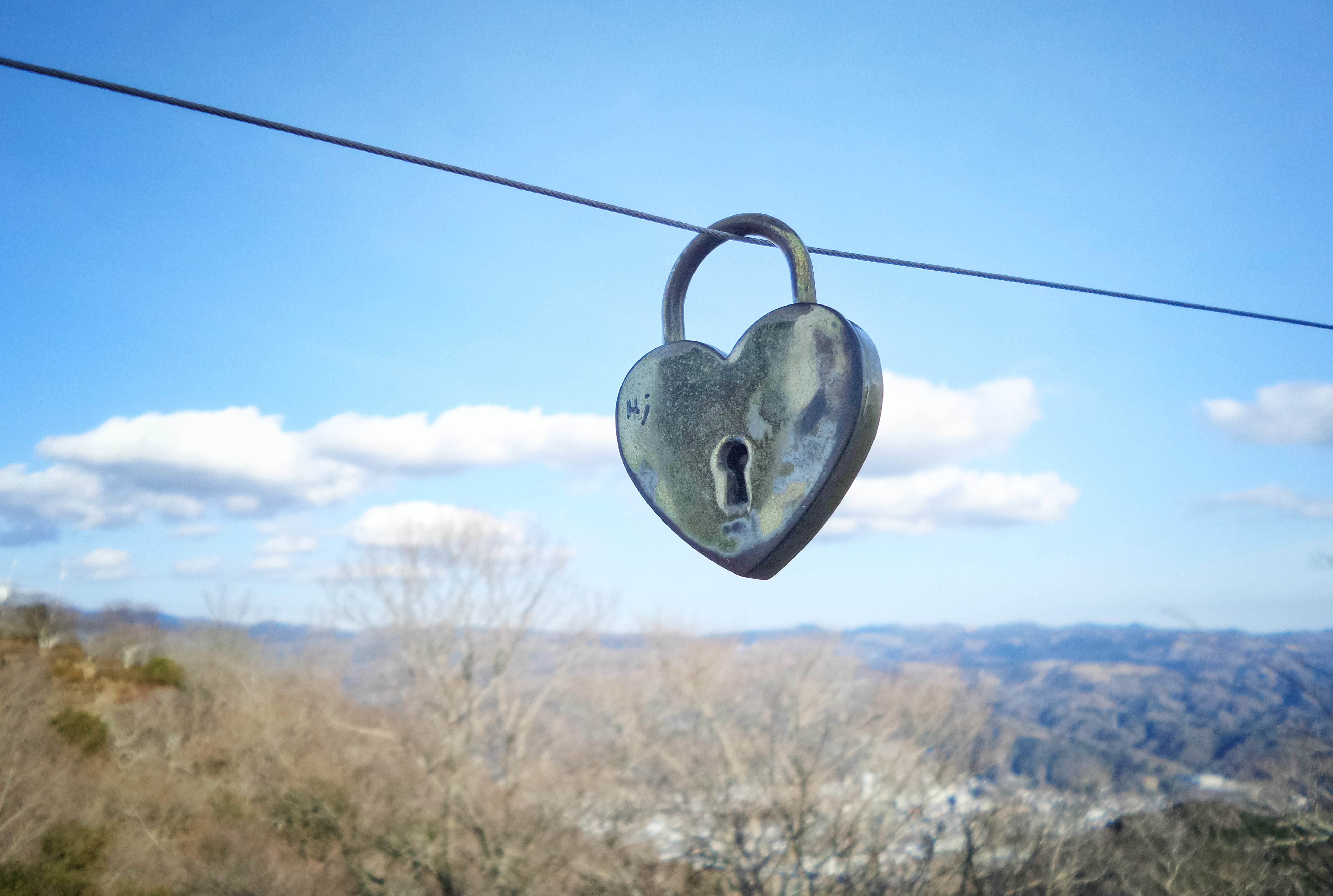 day, izu, tranquility, rope, scenics - nature, land, landscape, hanging, tranquil scene, focus on foreground, metal, nature, outdoors, blue, no people, HD Wallpaper