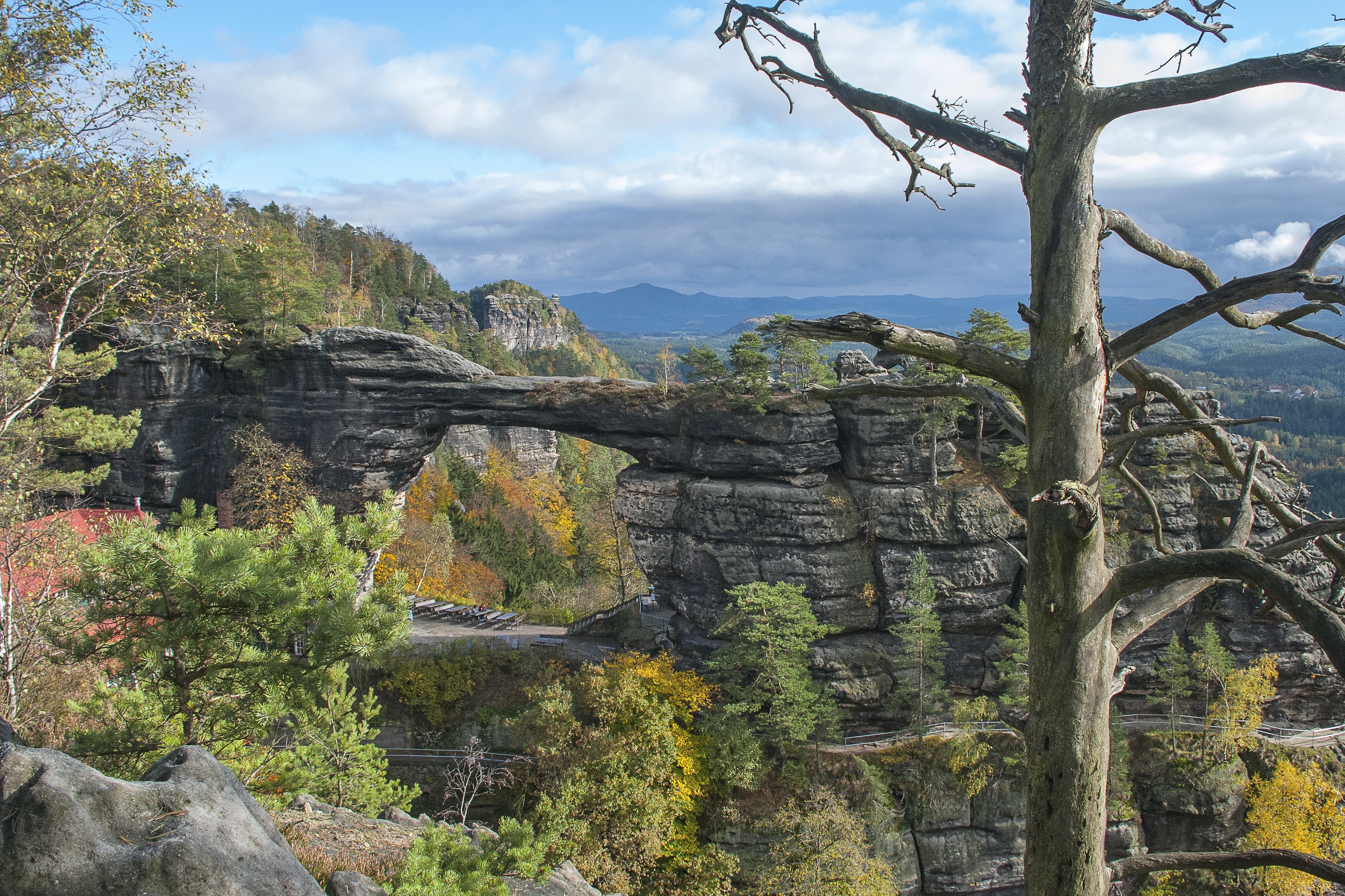 gateway, tranquil scene, outdoors, scenics - nature, czech republic, day, plant, cloud - sky, solid, rock, built structure, non-urban scene, tranquility, HD Wallpaper