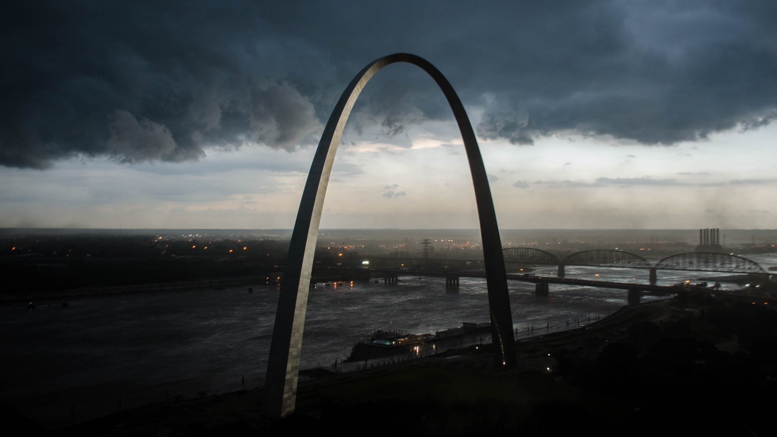 St. Louis, 2K, USA, cityscape, clouds, storm, arch, HD Wallpaper
