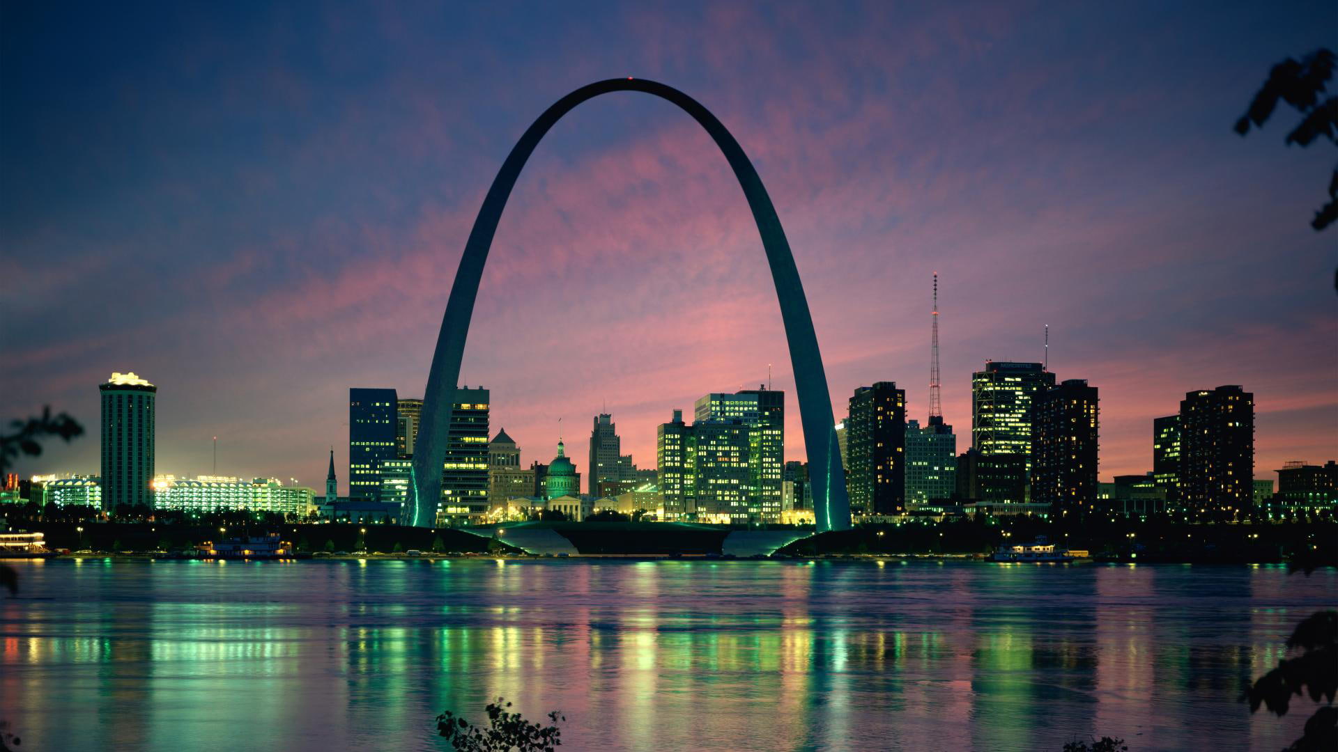 1080P, arch, st, cityscape, night, louis, hd, buildings, HD Wallpaper