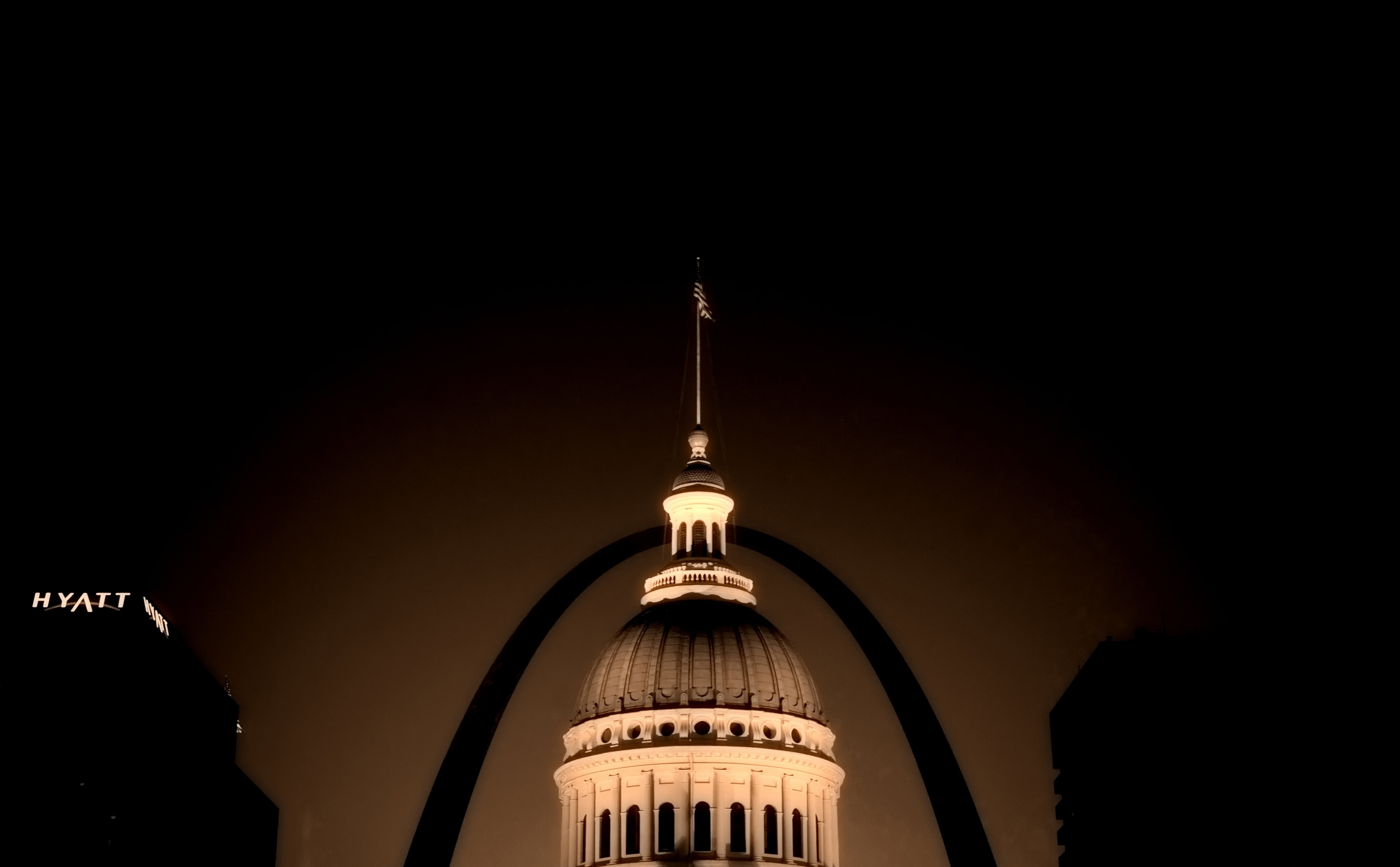 travel destinations, tower, Dark, United States of  America, Night, Arch, 5K, skyscraper, building, reach, copy space, travel, government, Aero, spire, HD Wallpaper