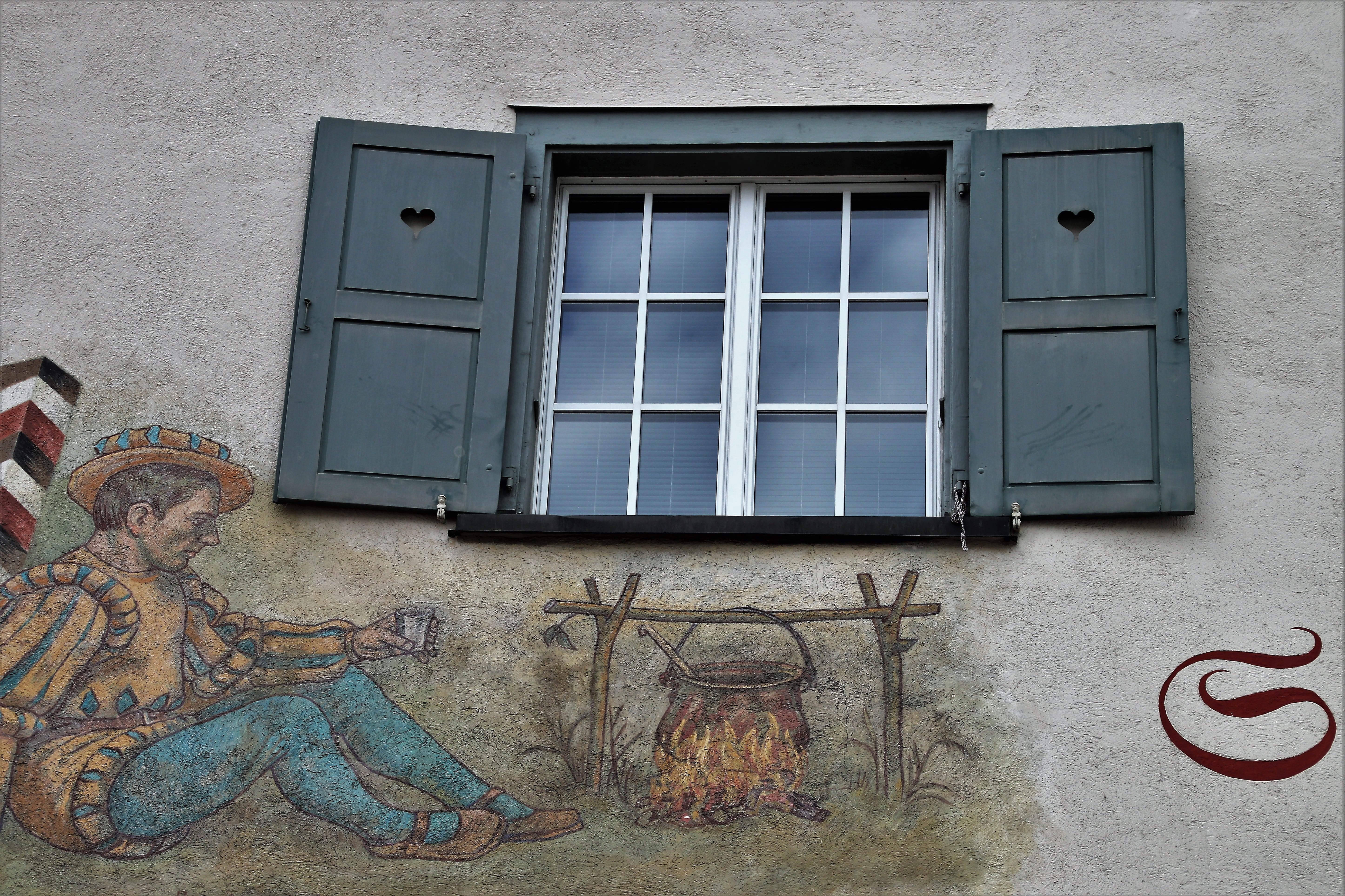 building, old window, facade, residential district, texture, art and craft, bonfire, wall, the old town, window, pattern, window frame, representation, HD Wallpaper