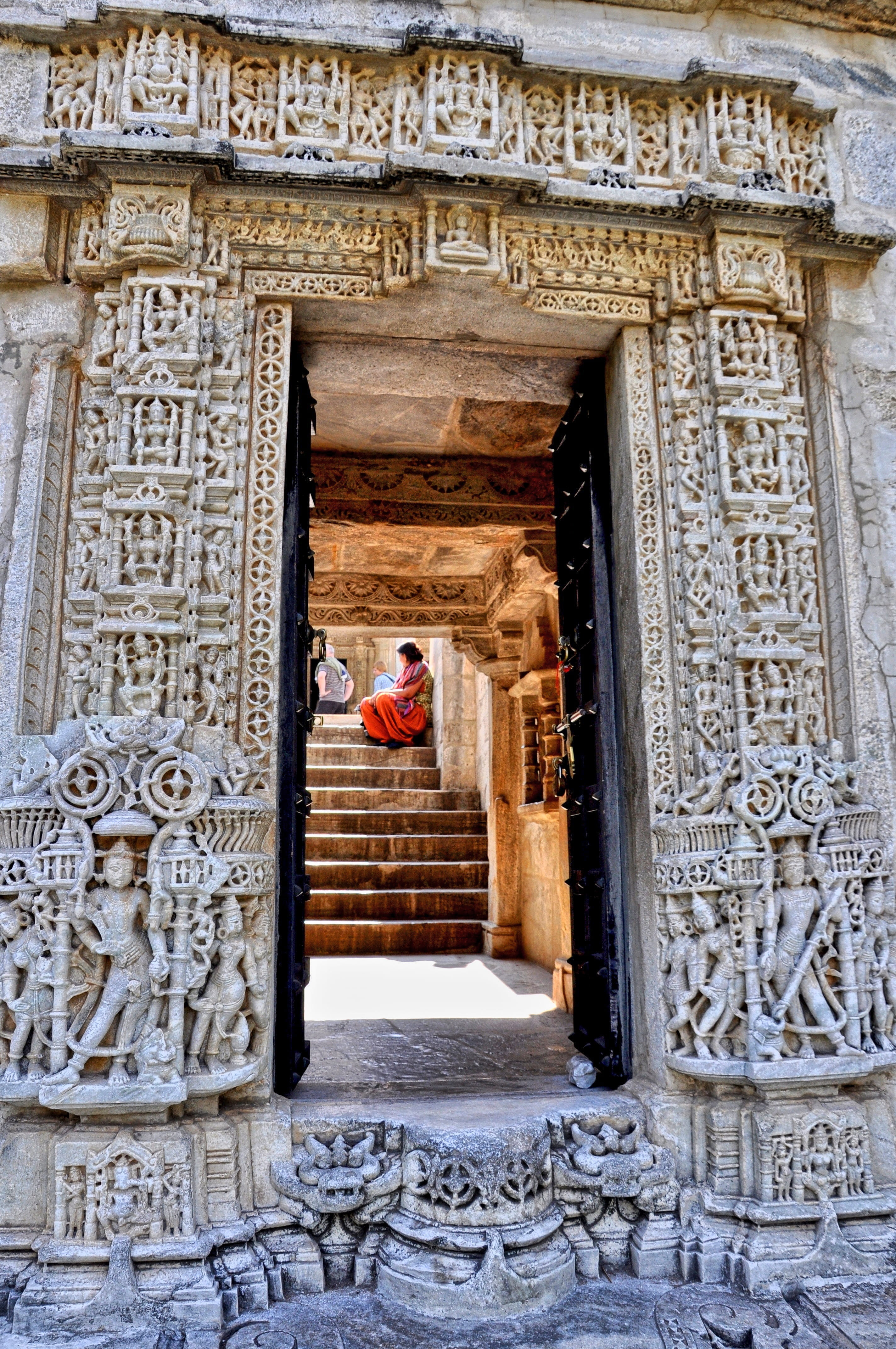 day, famous Place, buddhism, built structure, entrance, india, building exterior, royalty, carving, ranakpur, tourism, Temple, ornate, monument, travel Destinations, Phone HD Wallpaper