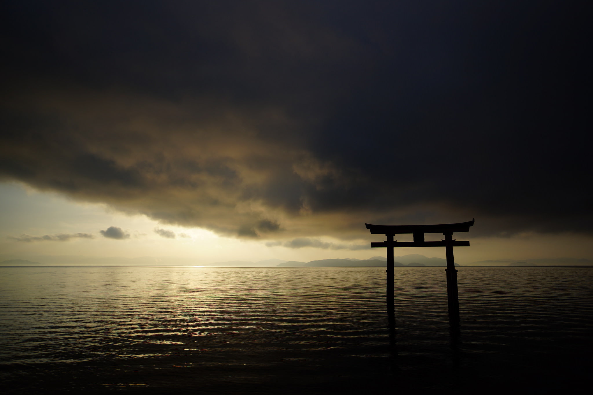 gate, landscape, torii, 1080P, the ocean, Japan, the sky, clouds, HD Wallpaper