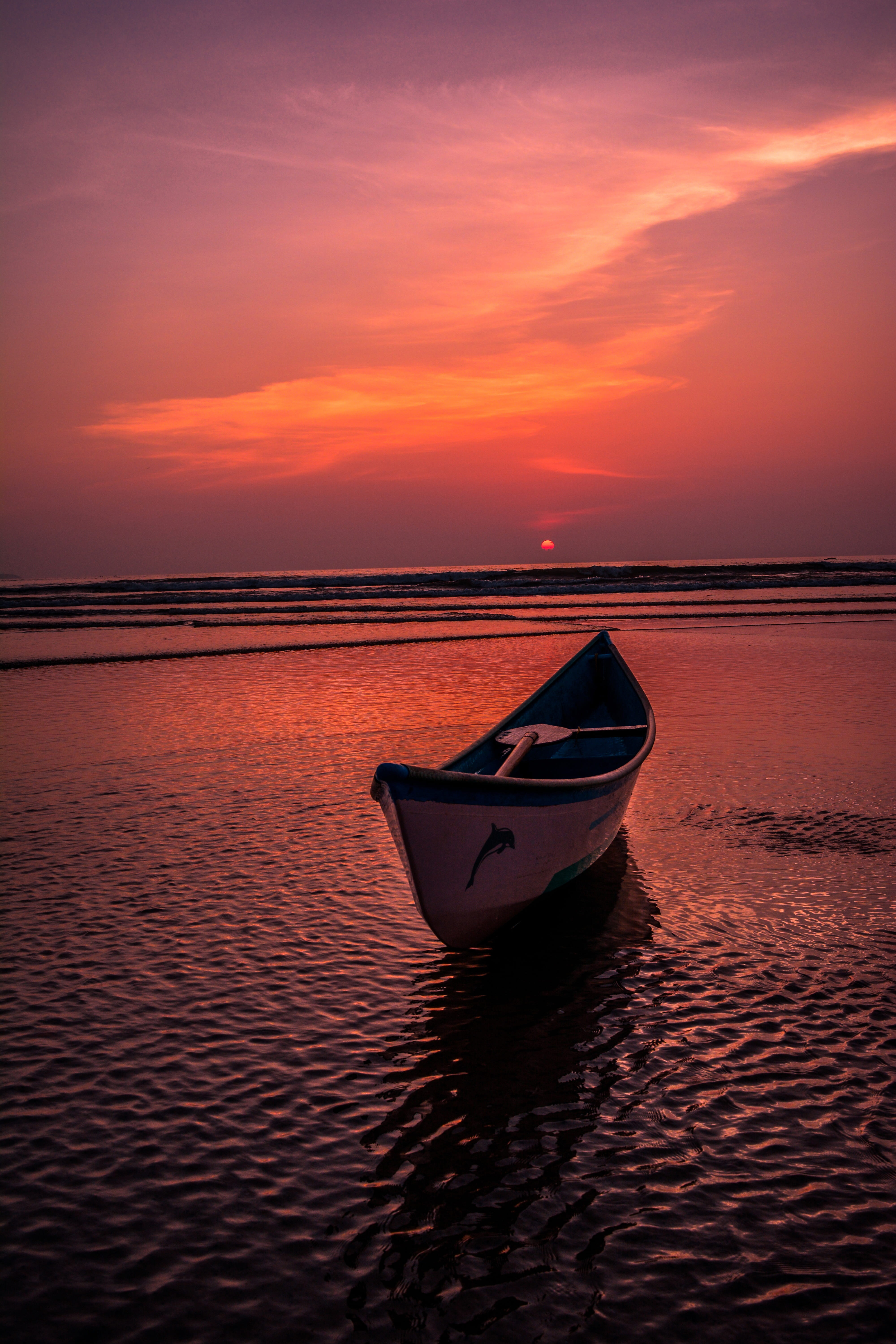 nature, sunset, travel, reflection, sea, boat, hourse, ocean, outdoors, nautical vessel, water, scenics - nature, transportation, horizon over water, horizon, Phone HD Wallpaper