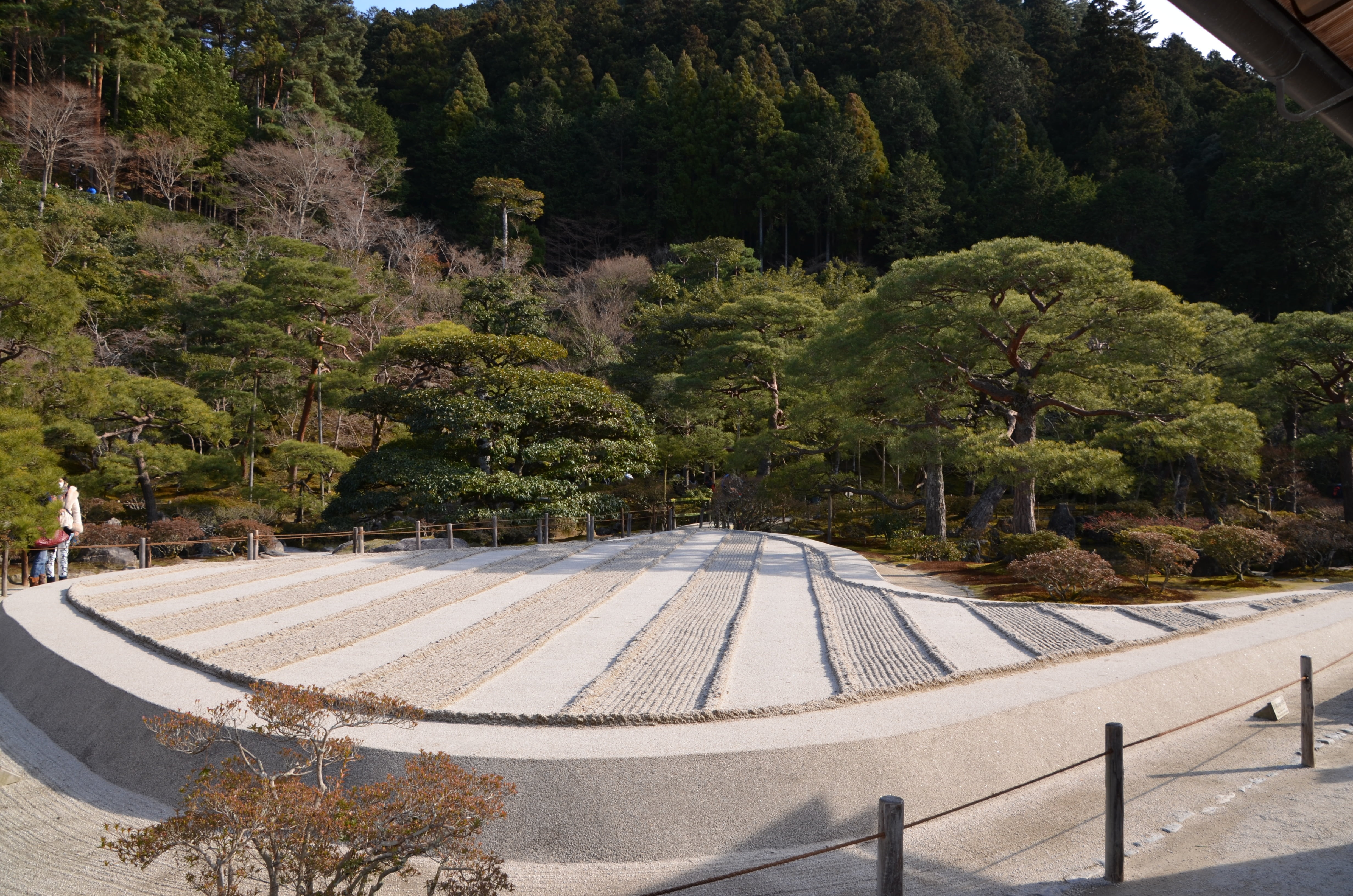 sand, 4K, beauty in nature, japan, temple, nature, sunlight, high angle view, ginkaku-ji, no people, scenics - nature, tranquil scene, tree, raked, outdoors, HD Wallpaper
