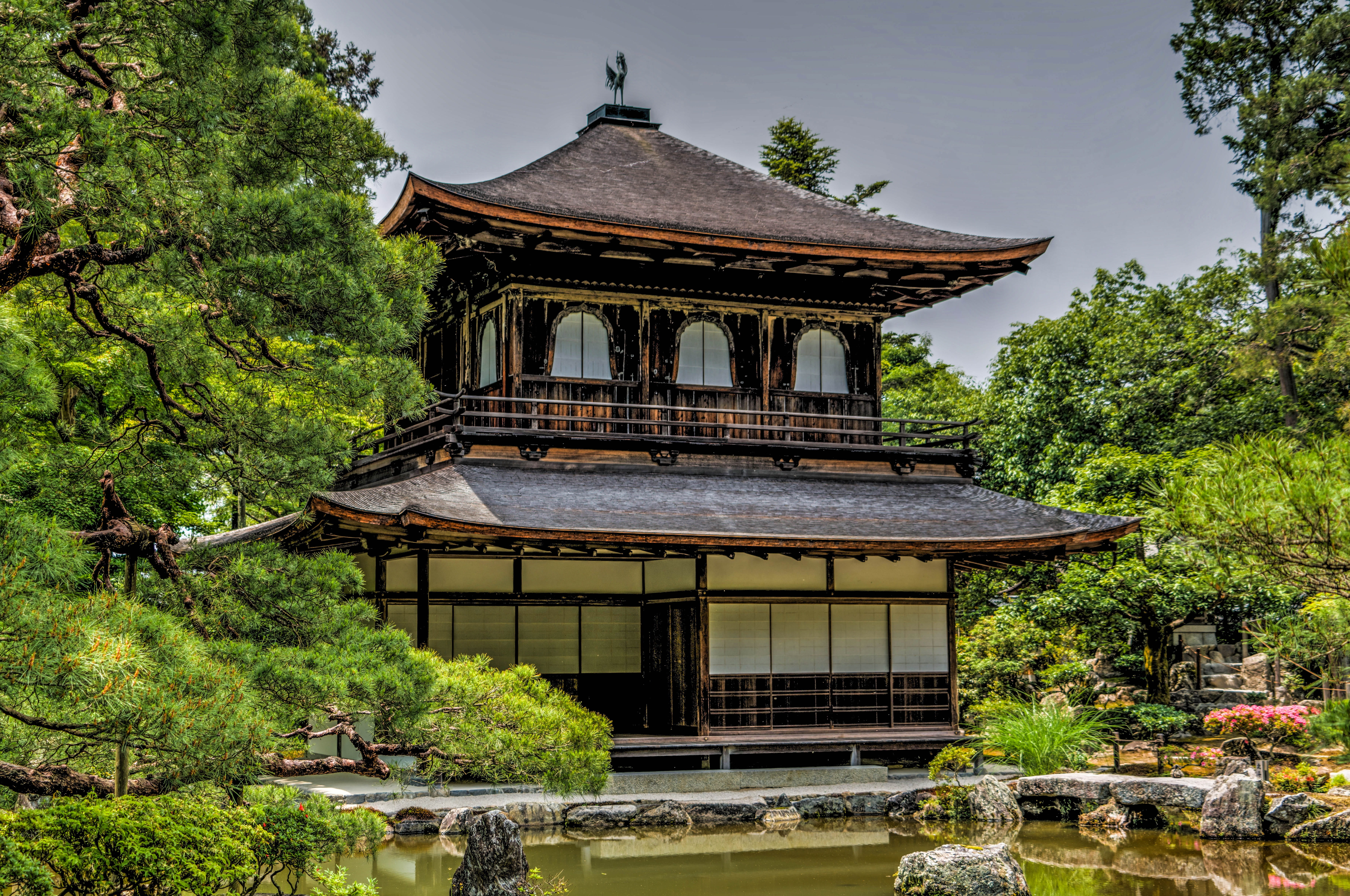 building, trees, famous, landmark, 5K, no people, day, public domain images, ginkaku-ji, landscape, outdoors, japan, built structure, asia, garden, nature, HD Wallpaper