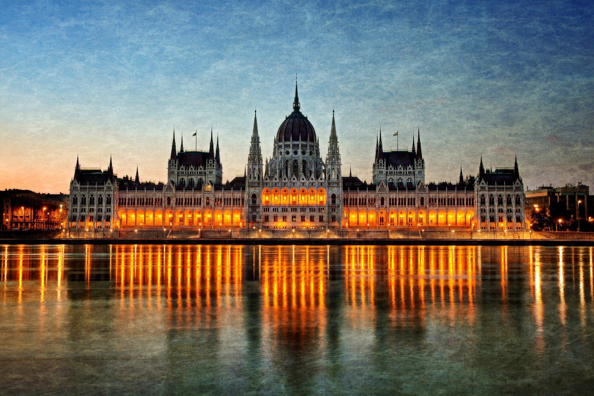 Hungary, Budapest, reflection, 1080P, Hungarian Parliament Building, HD Wallpaper