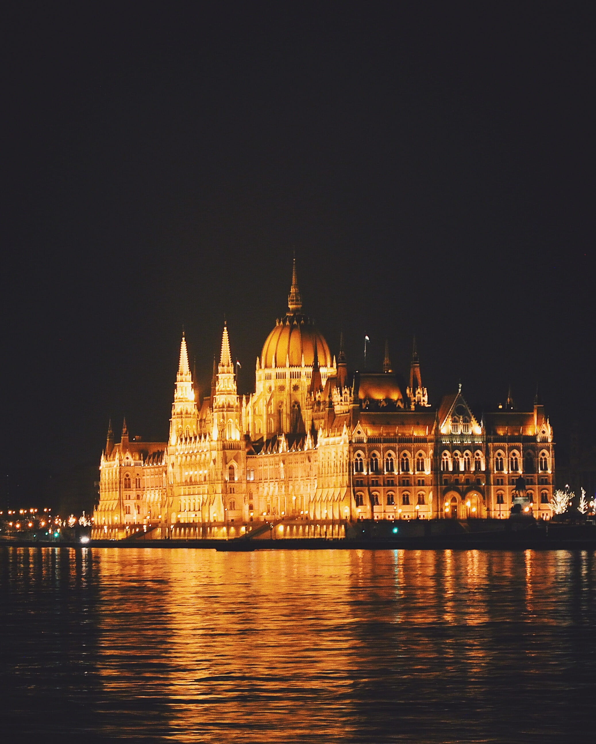 government, sky, night, illuminated, tourism, travel, river, dome, hungarian parliament, golden, travel destinations, reflection, building exterior, no people, Phone HD Wallpaper