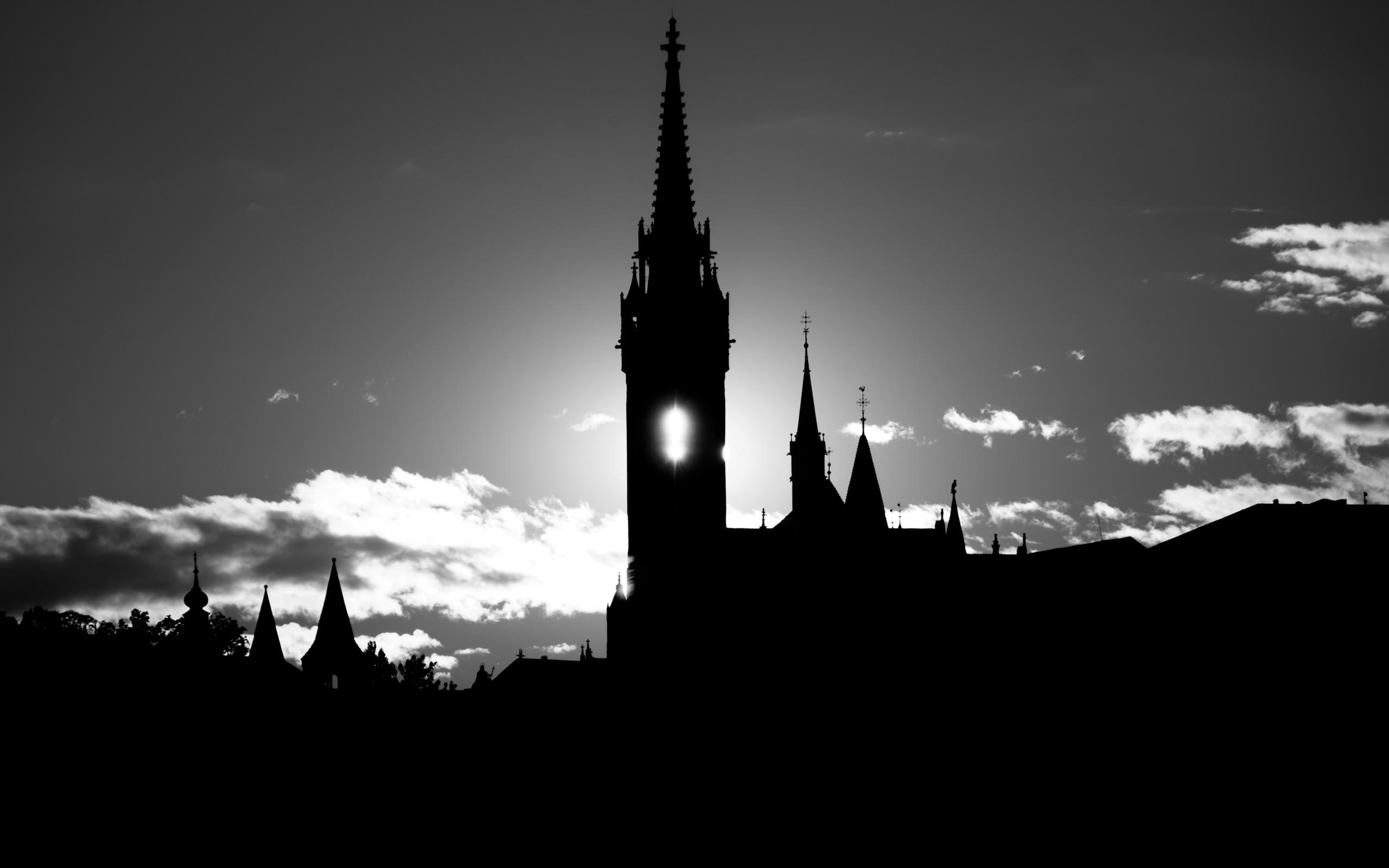 world, tower, 2K, matthias, matthias church, hungary, church, 2560x1600, budapest, silhouette, europe, HD Wallpaper